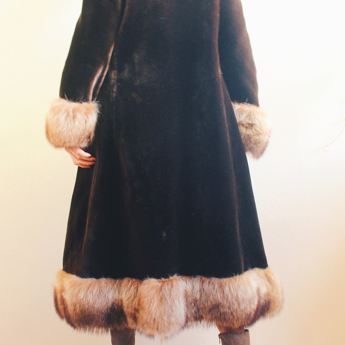 Heat Up Your Style: Vintage '60s Luxe Fur-Lined Brown Jacket / luxurious fur trim jacket