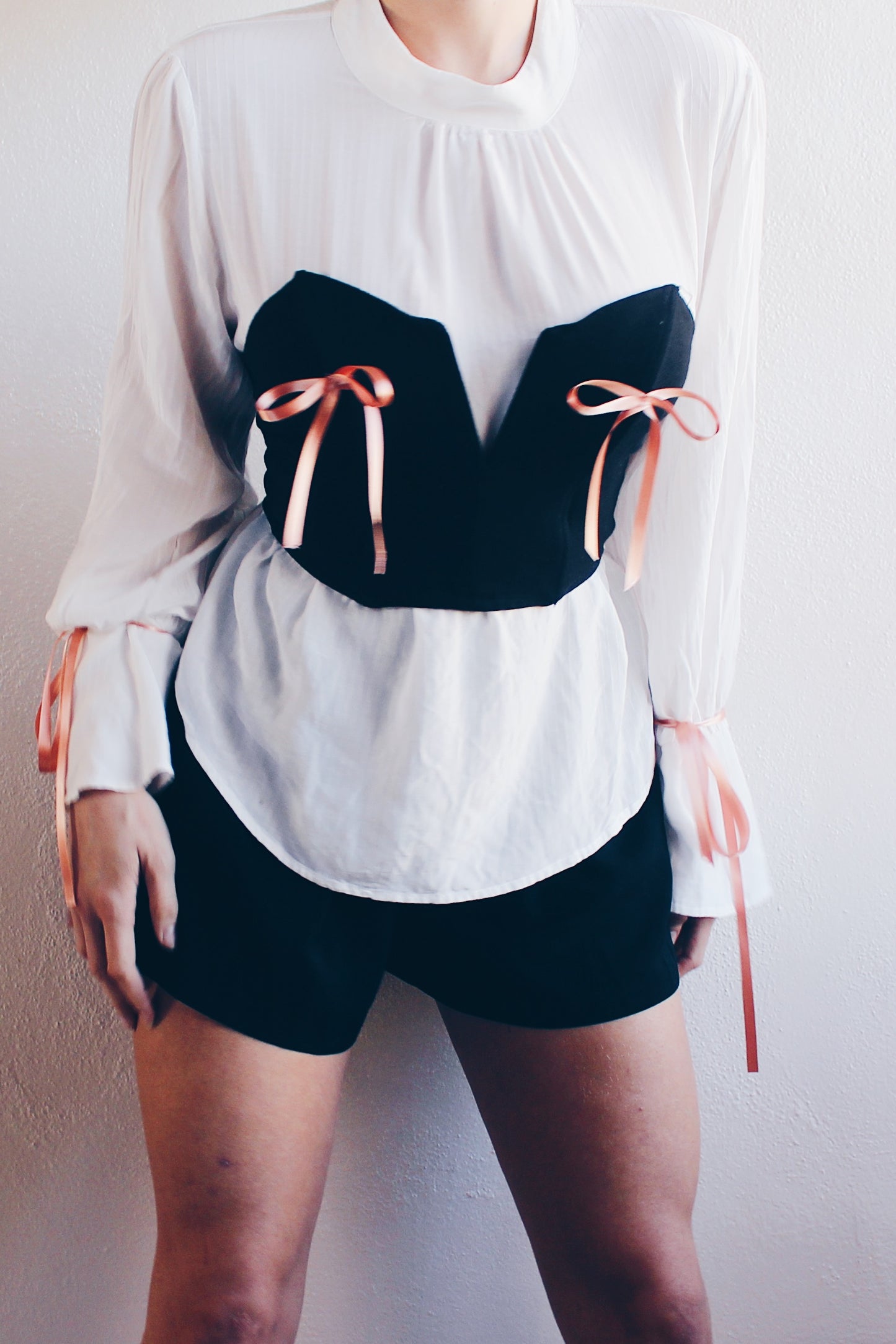 Cheeky Bows! Black Sleeveless Crop Top withCute Pink Coquette Bows No
