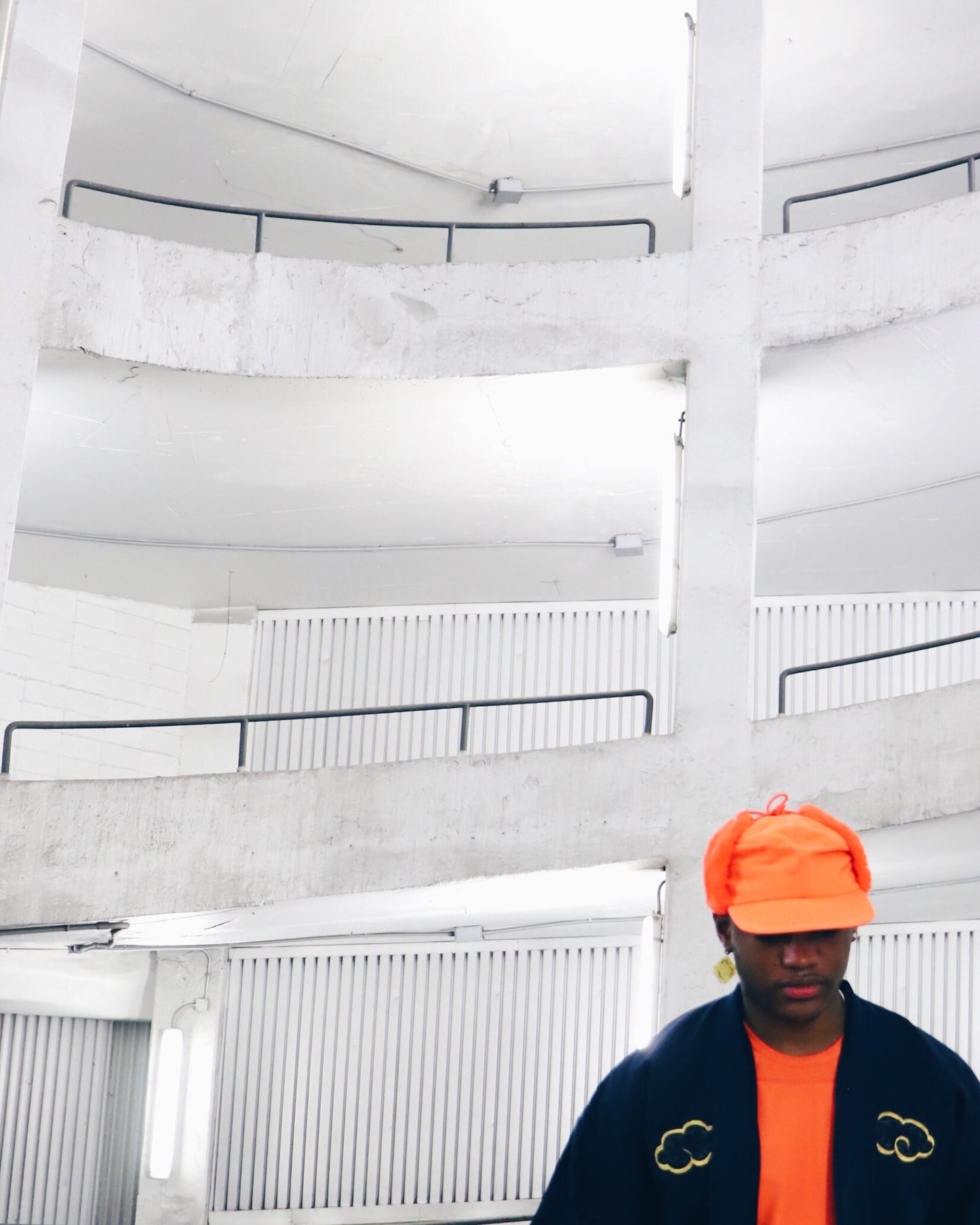 Call Me if You Get Lost - Retro Men's Neon Orange Bomber Hat - Gorpcore Utility Hunting Elegance
