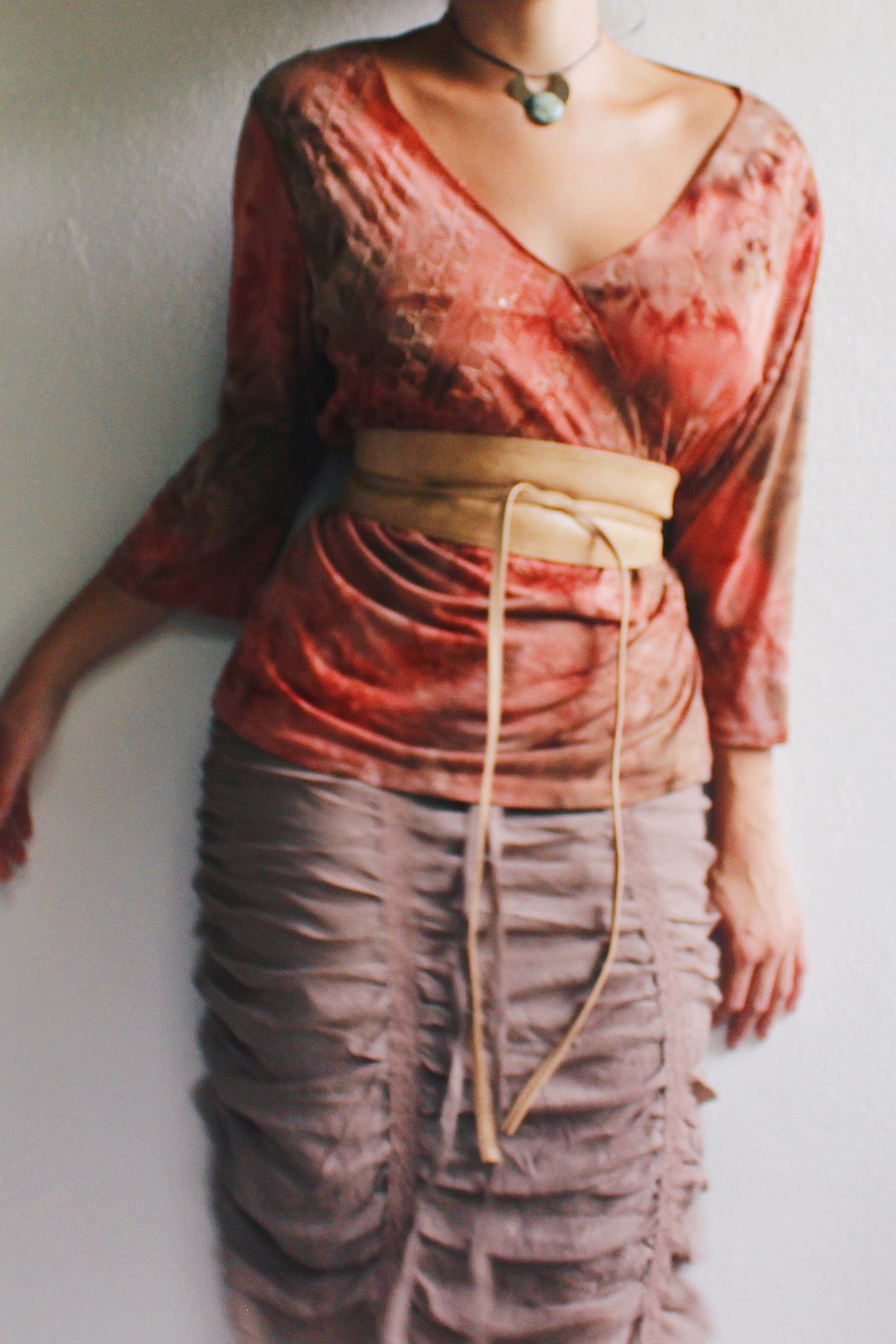 90s tie-dye whimsigoth shirt / red orange embroidered 90s vintage whimsygoth top