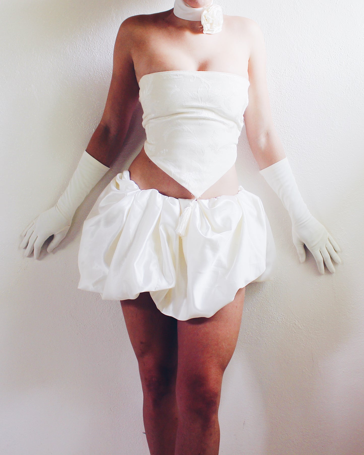 Ivory Upcycled Bubble Skirt - Sustainable Fashion Rework from Formal Dress | Girly Coquette Ballerina Style for Summer