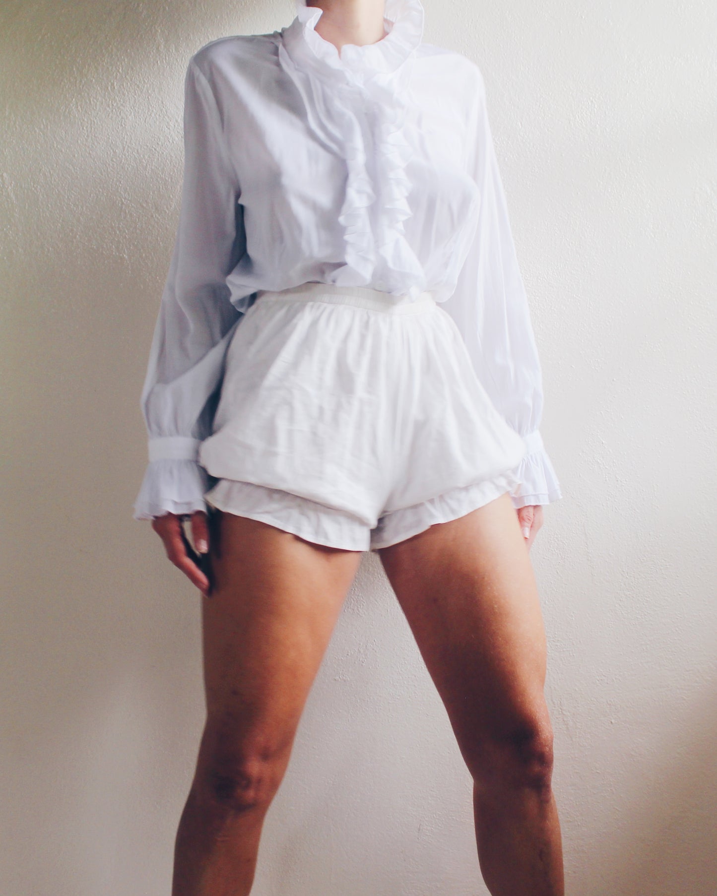 Elegant Vintage Cotton Ruffled Blouse - Dark Academia Victorian Vibes