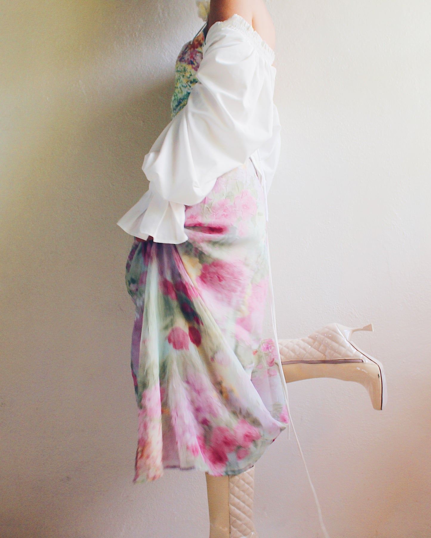 Vintage Floral Impressionist Watercolor Skirt - Monet Lilypads | Whimsical Ethereal Summer Style