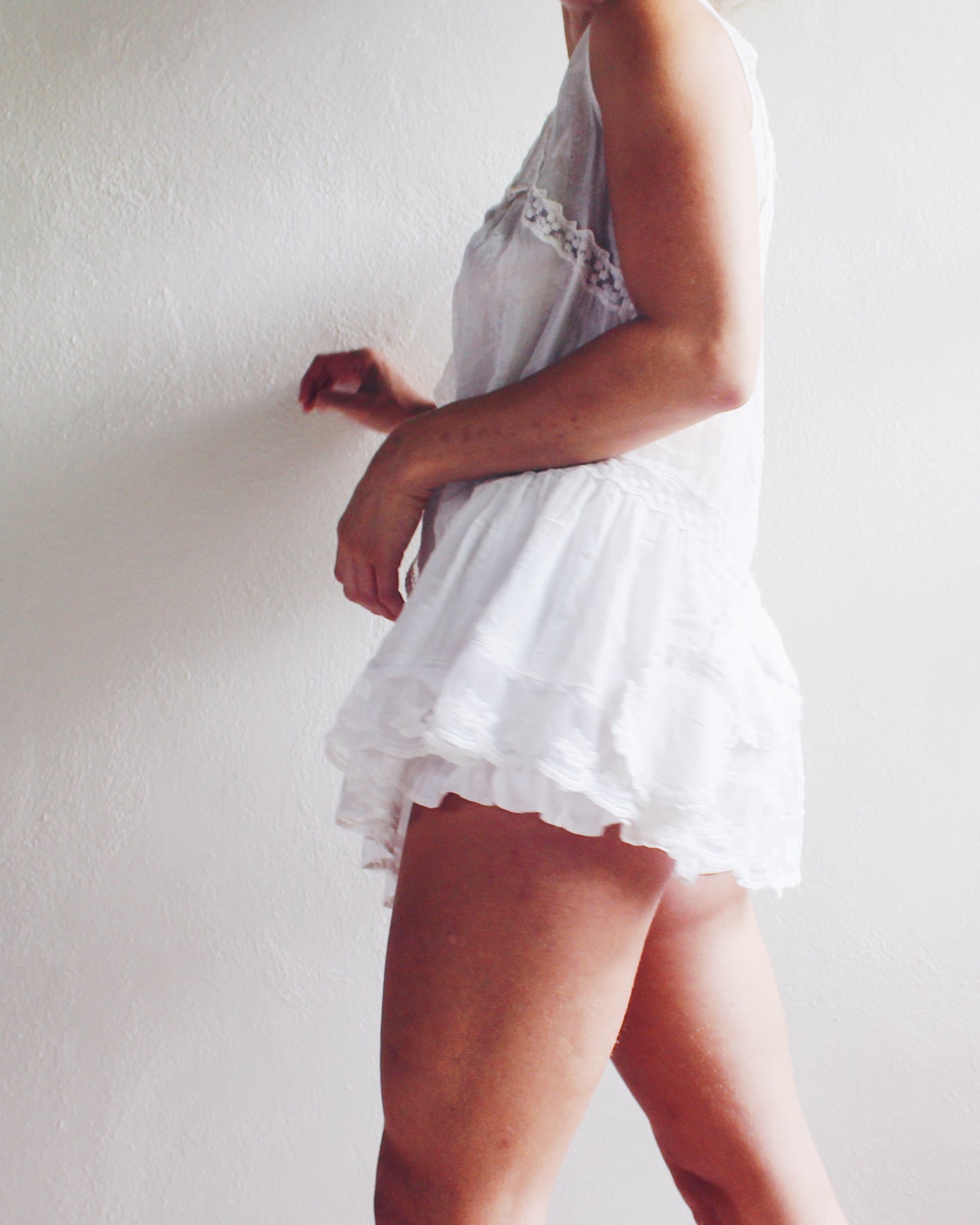 White Vintage Sleeveless Lace cotton Nightgown - Daughters of the Dust Coquette Style | Perfect for Haunted Edwardian Outfits