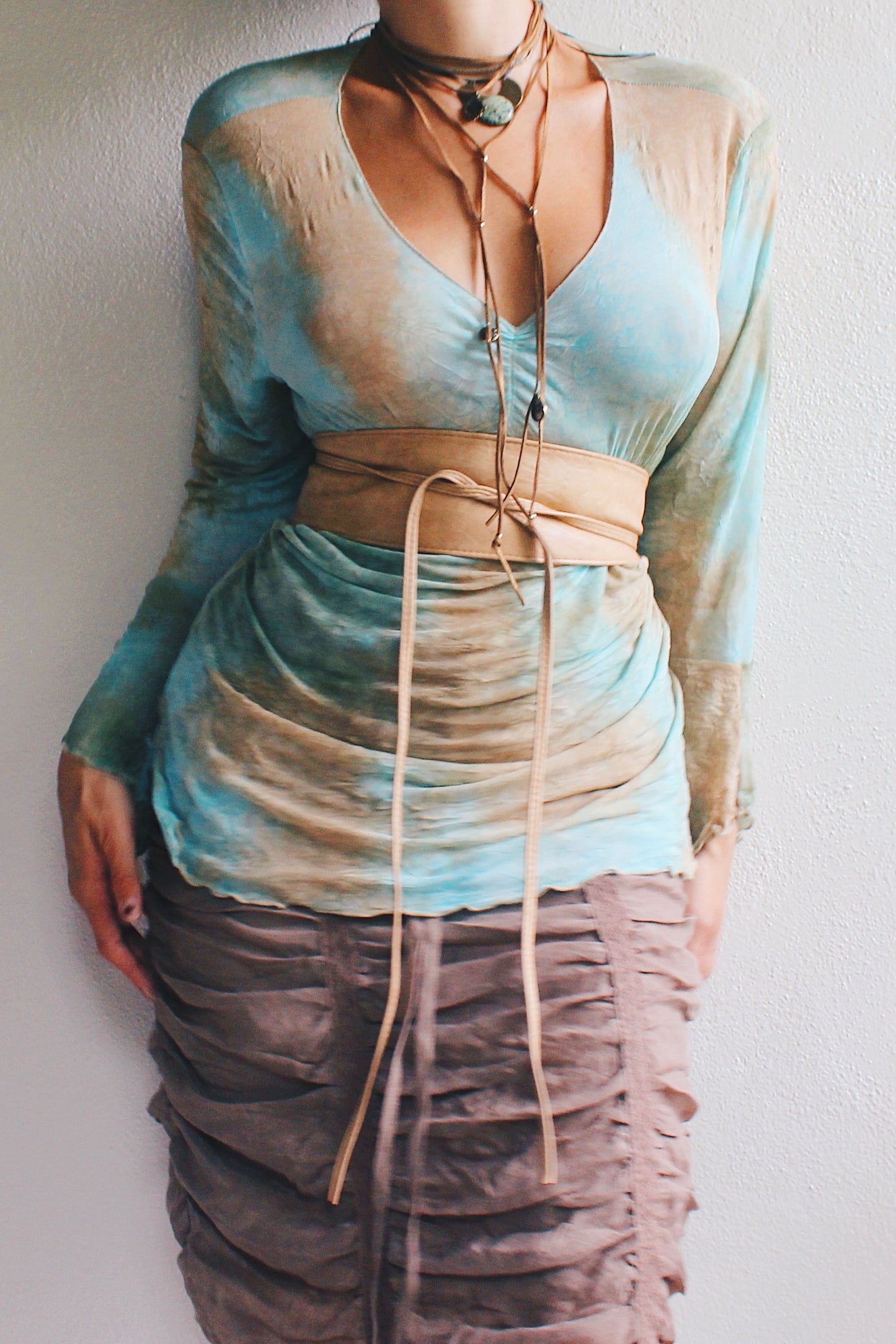 Fairy Whimsy Meets Gothic Vibes 90s Tie-Dye Lettuce Hem Shirt