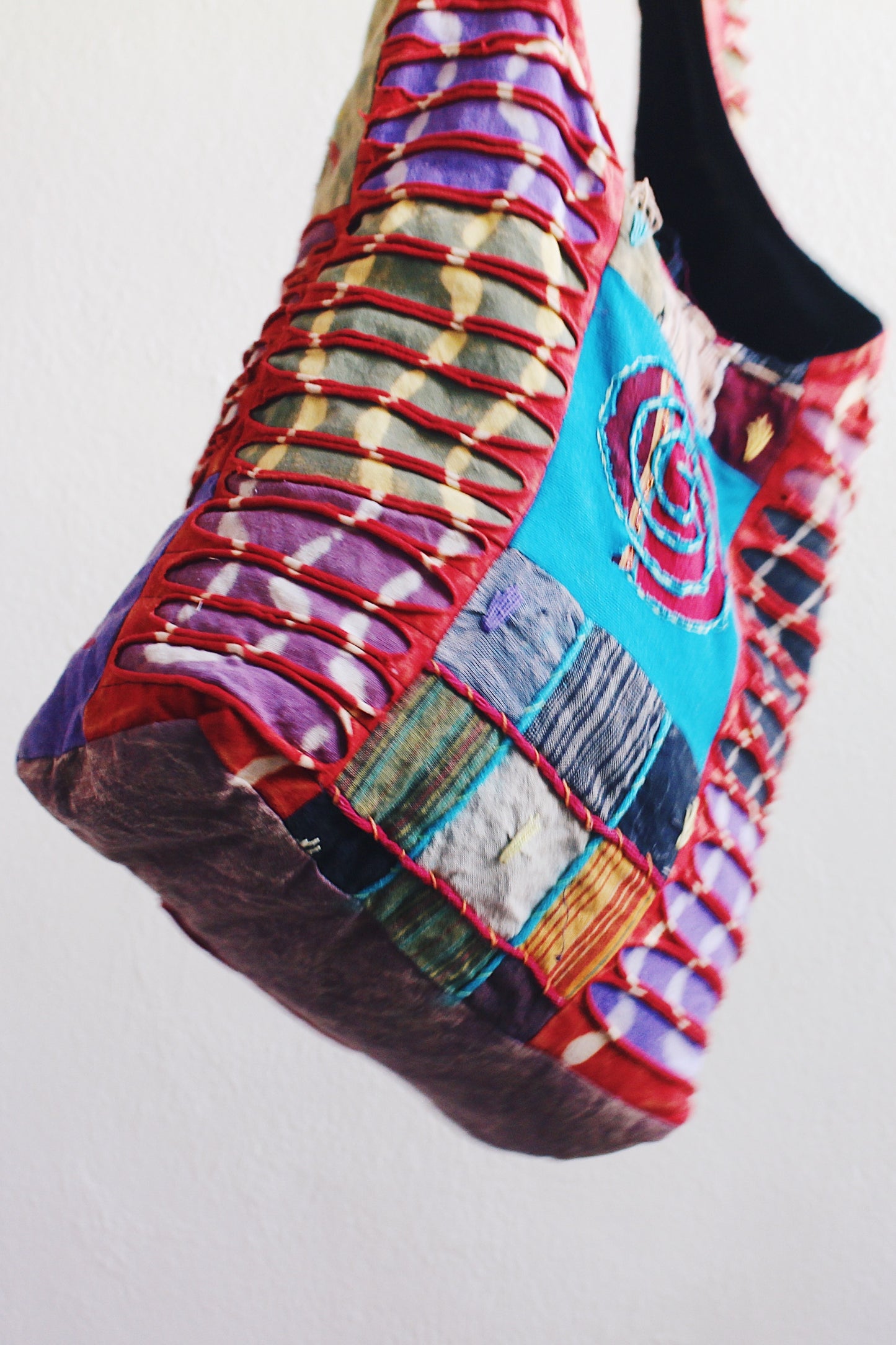 Groovy 90s Tie Dye Patchwork Satchel Bag β Your Psychedelic Companion