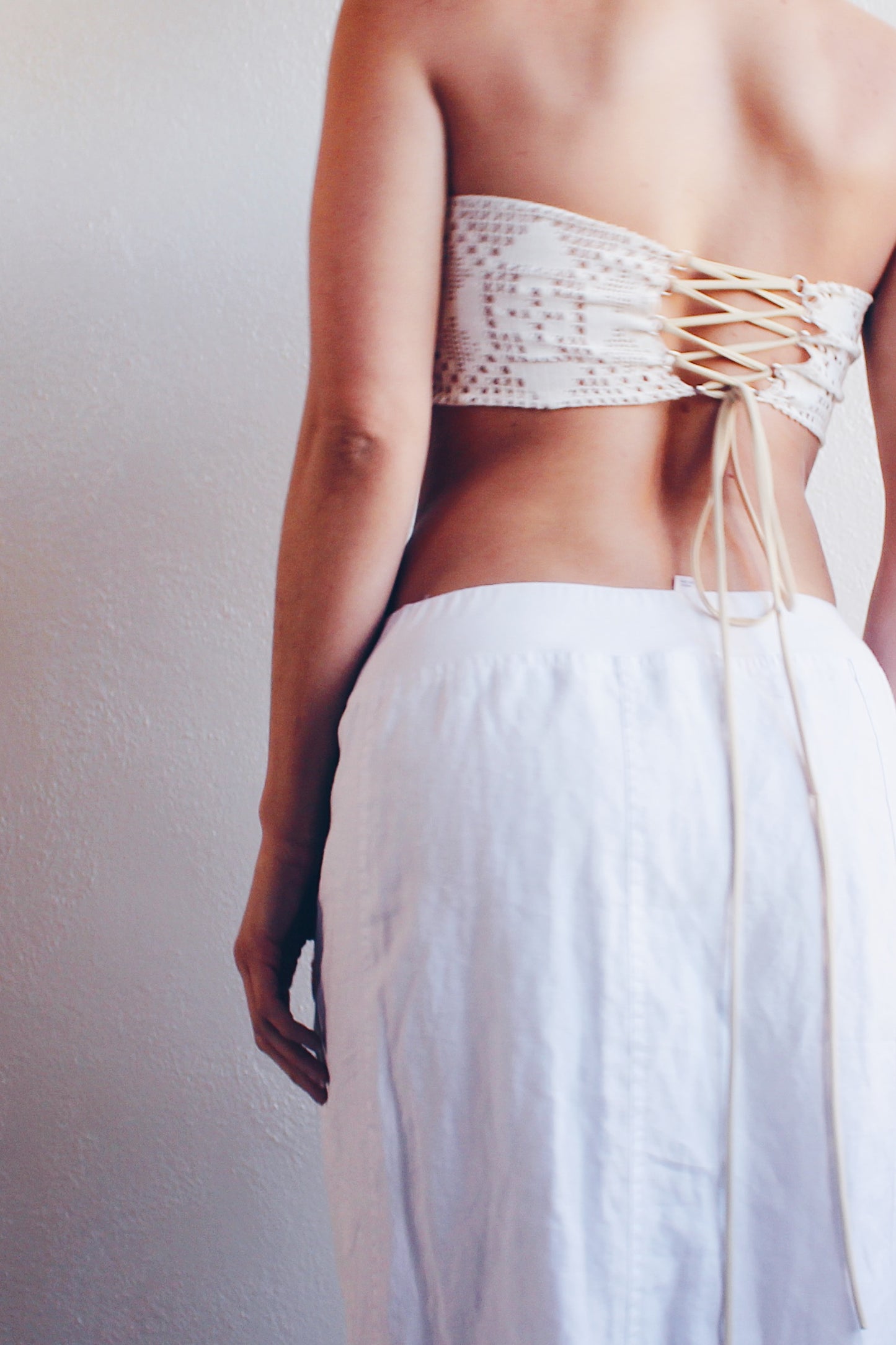 Lace-Up Couture: Upcycled Mermaidcore Crochet Doily Crop Top