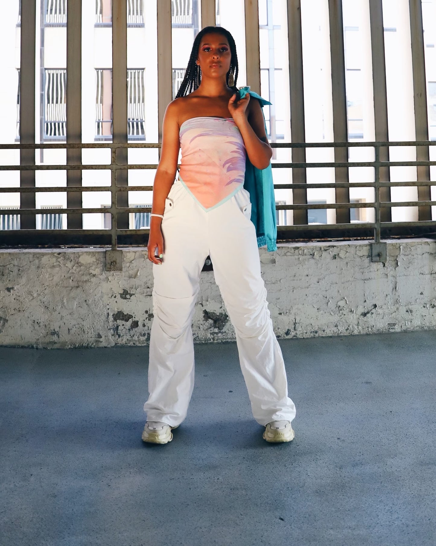 Y2K Futuristic style - Vintage Mid Rise Wide Leg White Pants