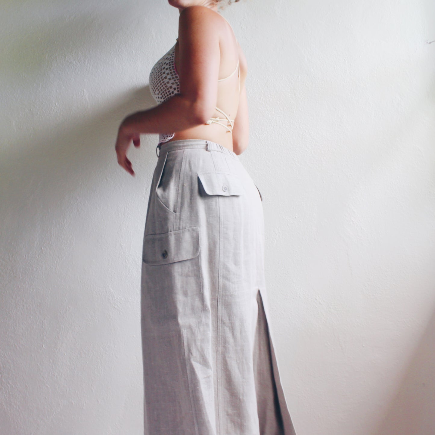 Beige Linen Maxi Skirt - Minimalist Bohemian Style | Perfect Summer Boho Skirt