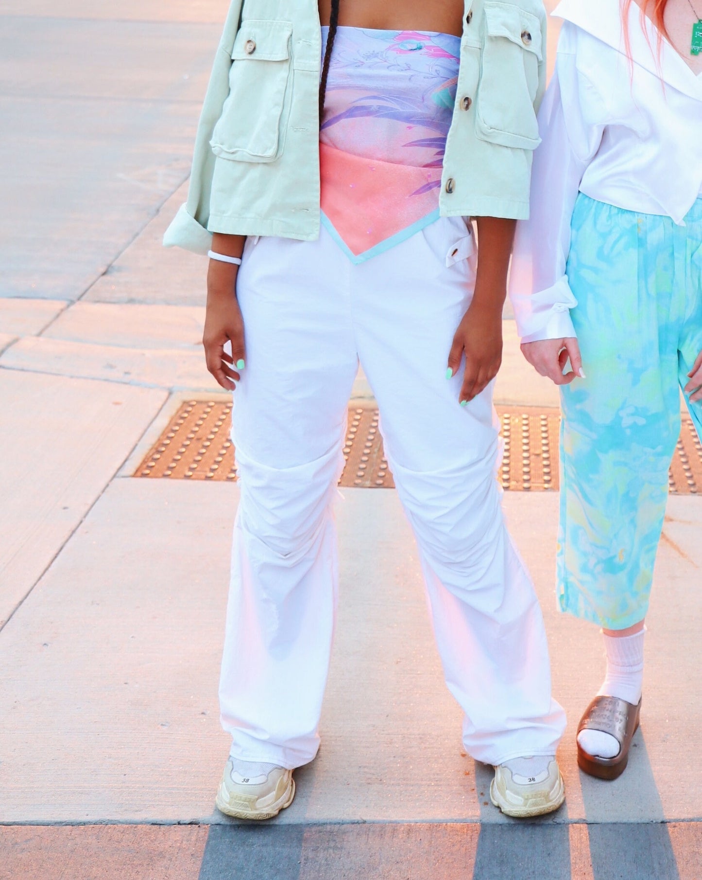 Y2K Futuristic style - Vintage Mid Rise Wide Leg White Pants