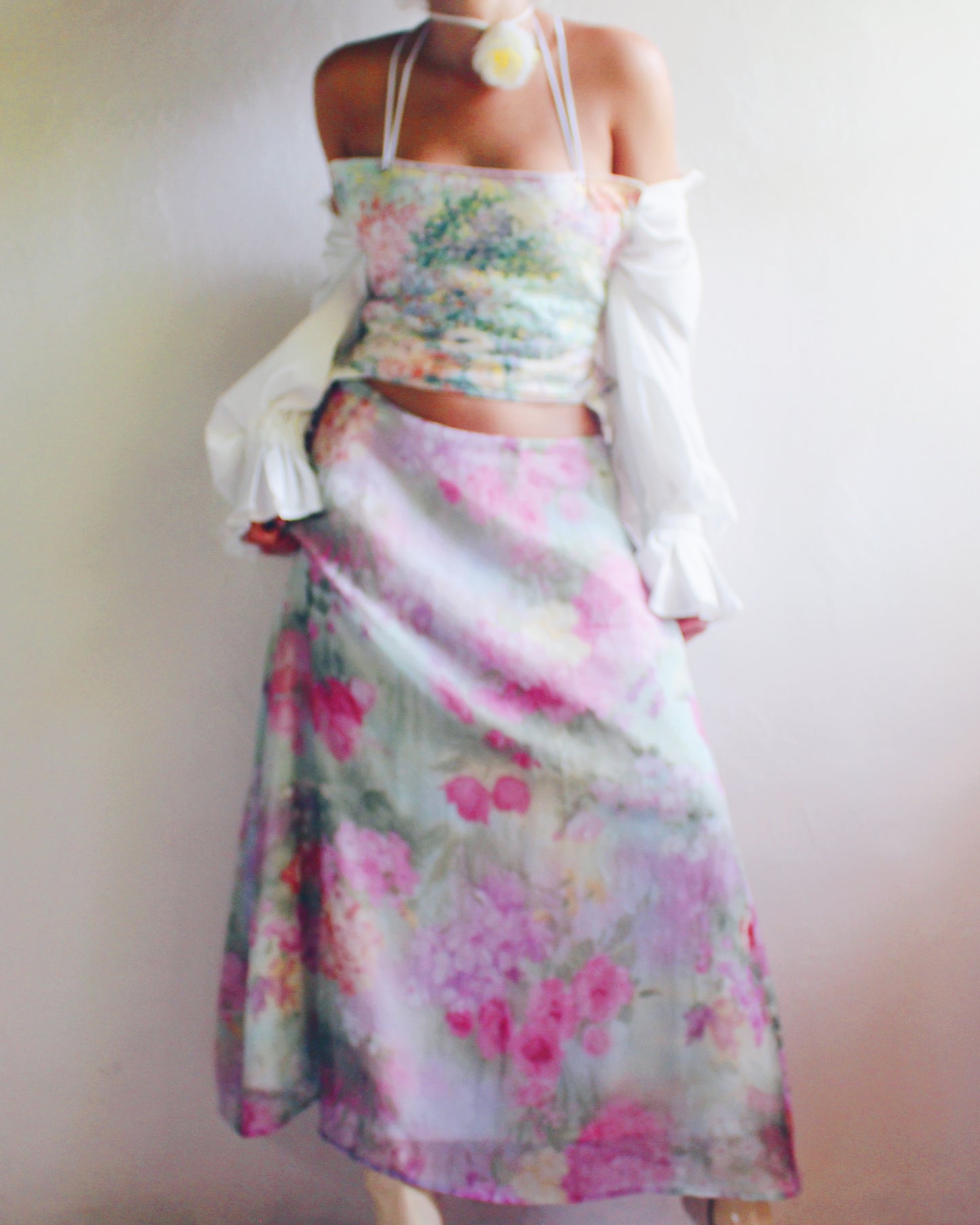 Vintage Floral Impressionist Watercolor Skirt - Monet Lilypads | Whimsical Ethereal Summer Style