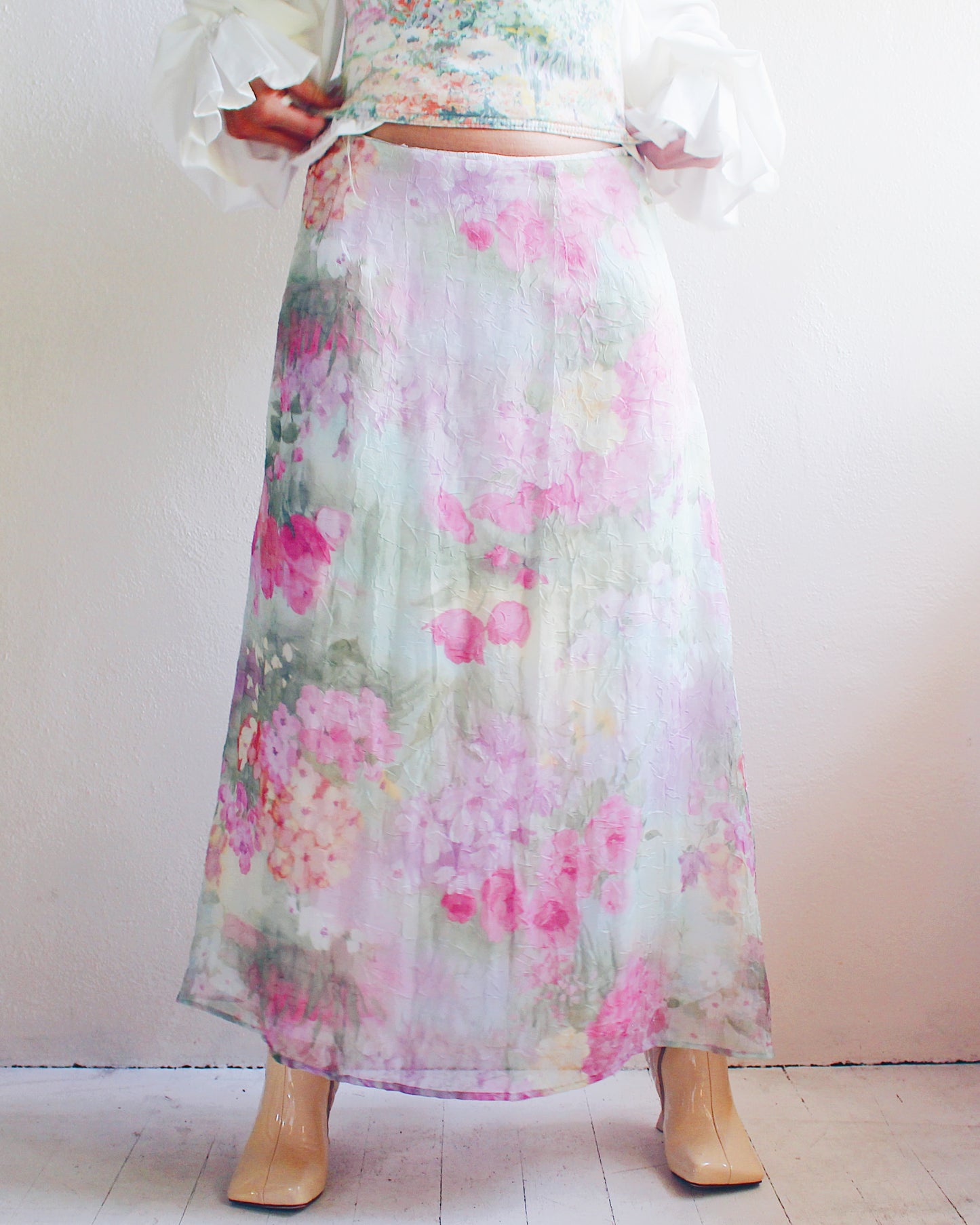 Vintage Floral Impressionist Watercolor Skirt - Monet Lilypads | Whimsical Ethereal Summer Style