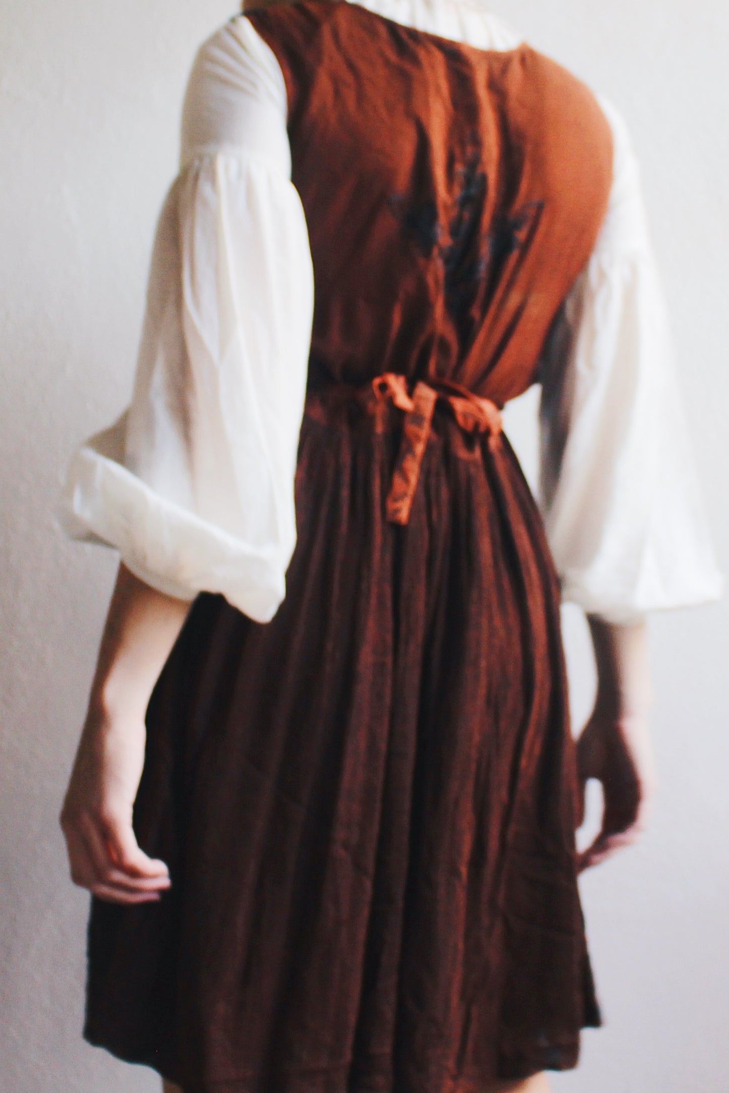 90s Vintage Brown Embroidered Dress with Whimsigoth fairy Vibes