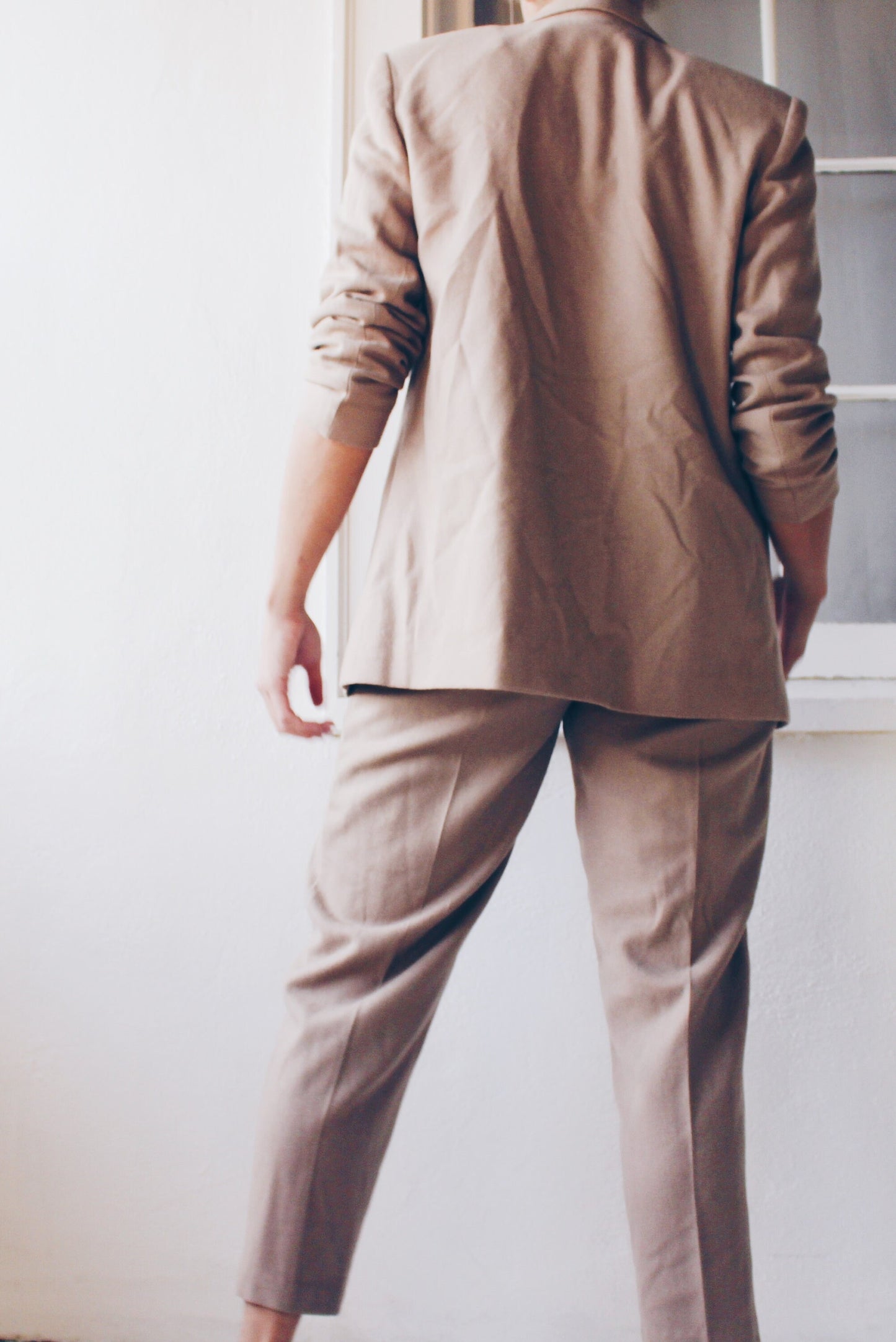 Vintage Tan Wool Suit - Minimalist 90s Ralph Lauren Style | Officecore & Dapper Occasions