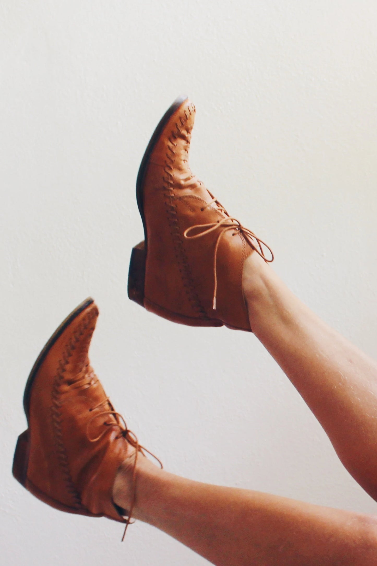 Brown lace up patchwork leather ankle boots / Vintage 80s latino leather shoes