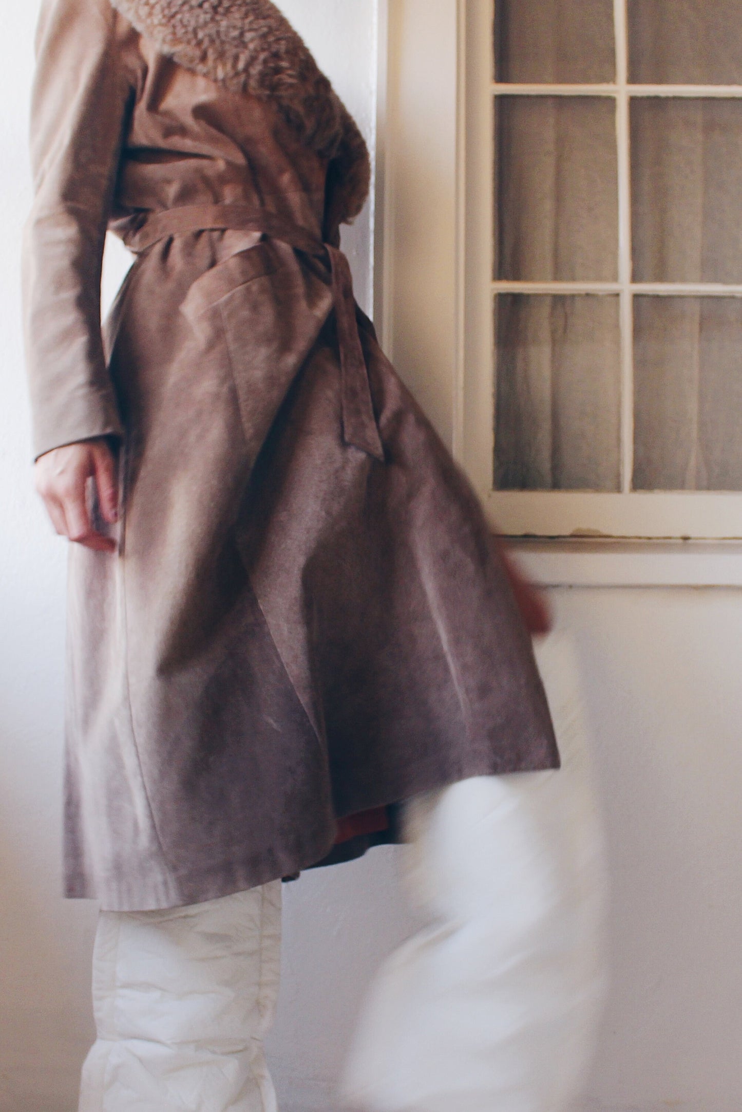 Vintage 1970s Brown Leather Fur Lined Long Afghan Jacket - Fall Whimsical 70s Style