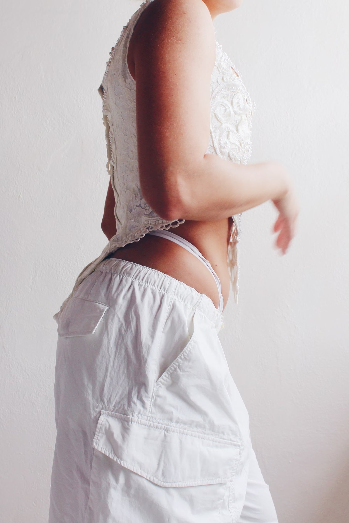 Formal Sleeveless Pearl Beaded Top - Upcycled Vintage Wedding Dress | Coquette Ornate Venetian Lace Style | Unique & Sustainable