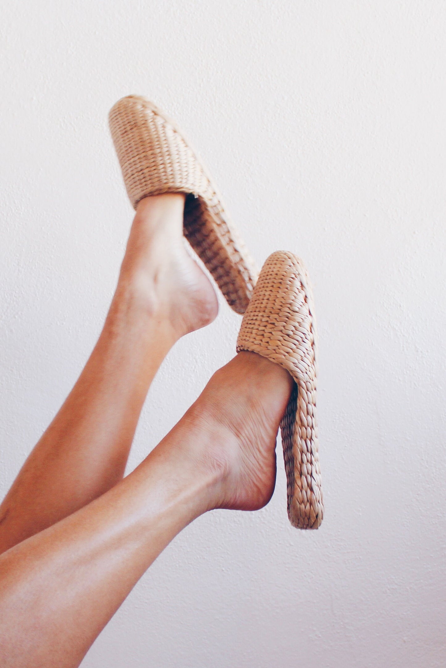Vintage Raffia Straw Sandals / slippers - Tropical Bohemian Style | Mules Perfect for Summer