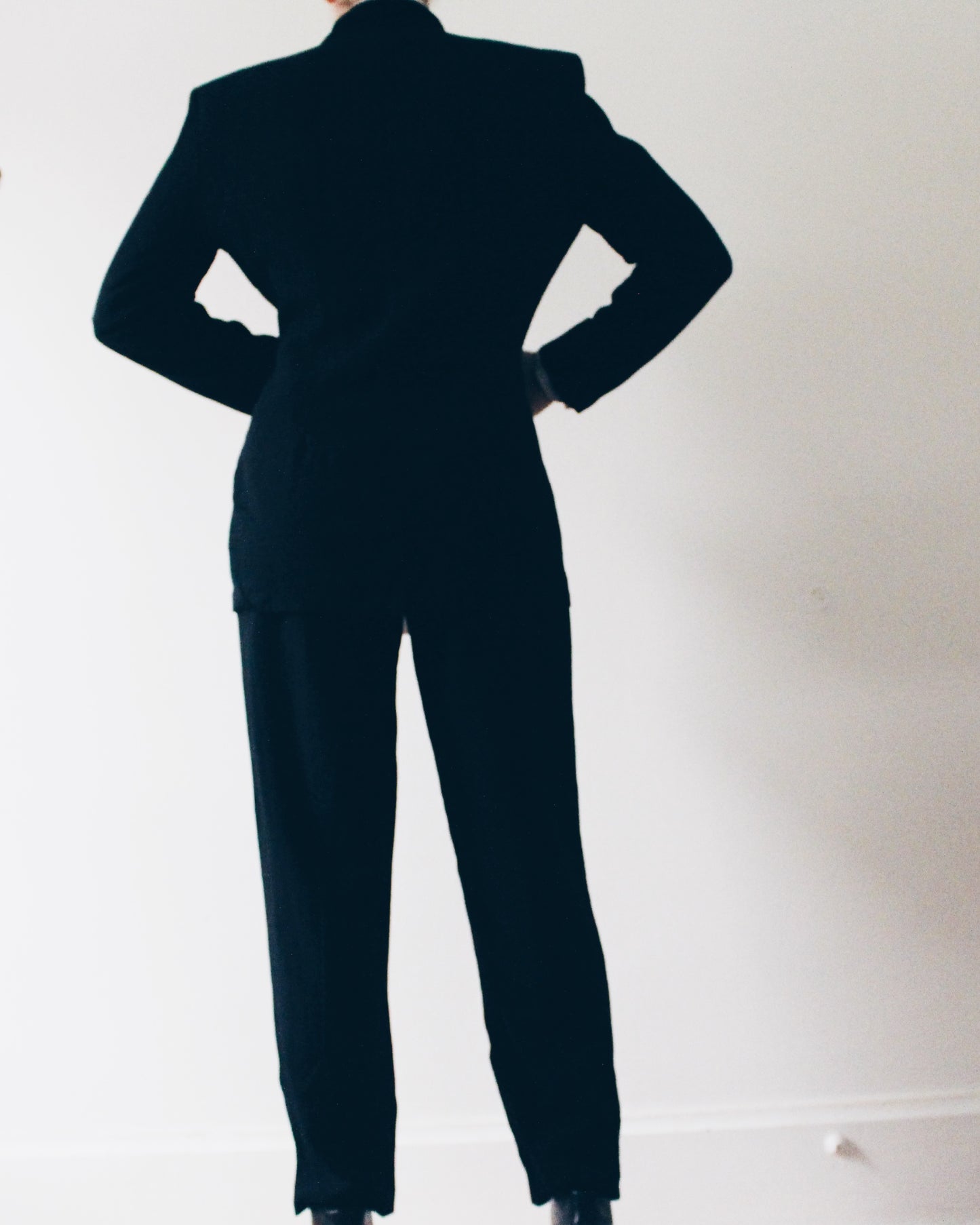Vintage Black 2 Piece Suit | 90s Androgynous Power Suit | High Waisted Trouser Set | Minimalist Tailored Blazer | Reservoir Dogs Chic