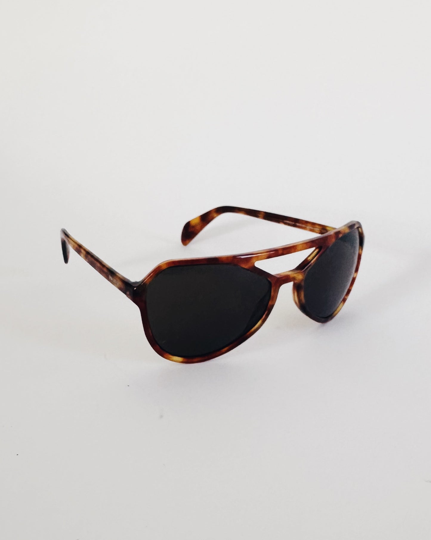 Vintage Prada Tortoise Shell Sunglasses – 70s Inspired Brown Designer Shades with Leather Case