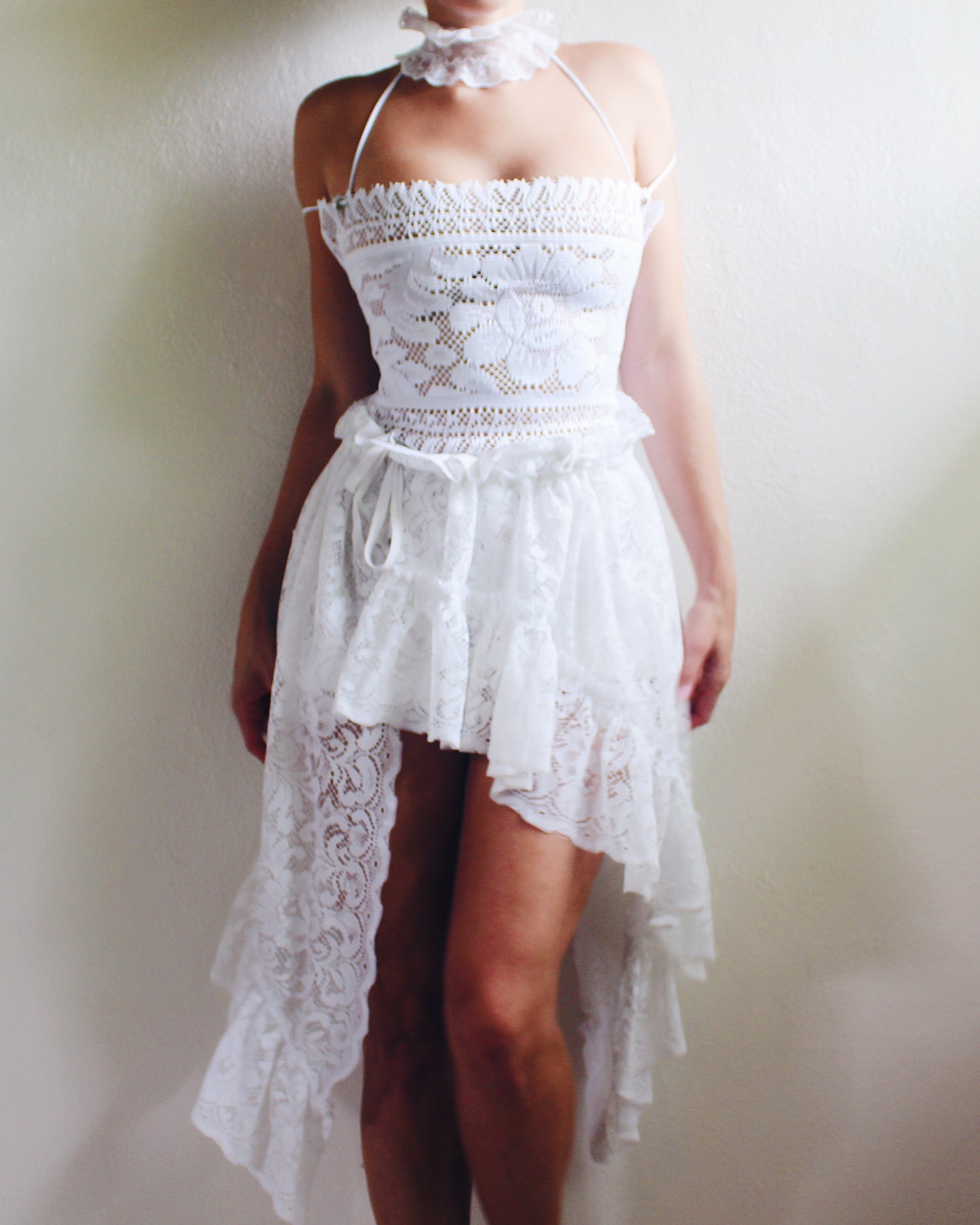 Upcycled Asymmetric Lace Skirt - Ethereal Coquette Style | Vintage Curtain Skirt Inspired by Daughters of the Dust