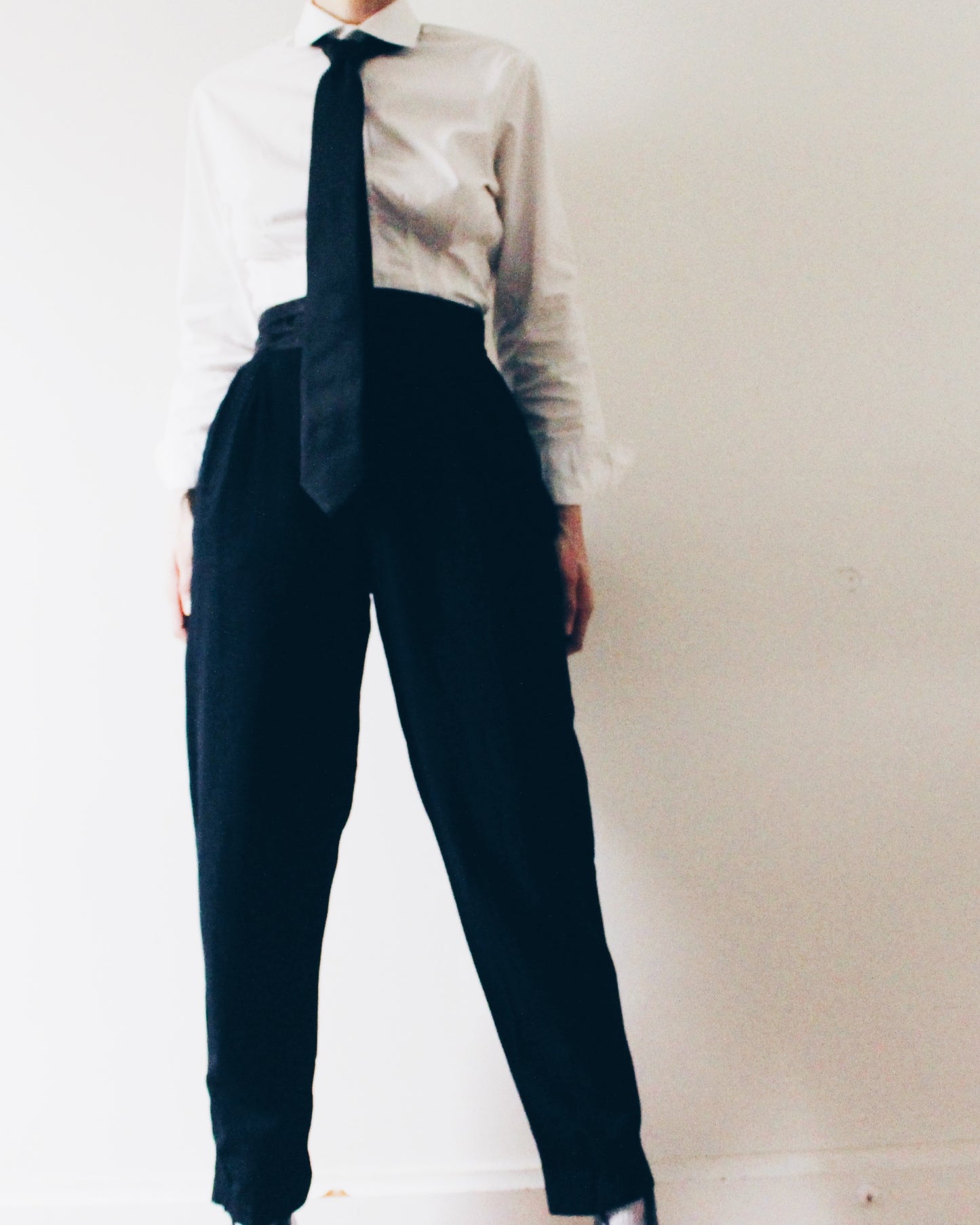 Vintage Black 2 Piece Suit | 90s Androgynous Power Suit | High Waisted Trouser Set | Minimalist Tailored Blazer | Reservoir Dogs Chic