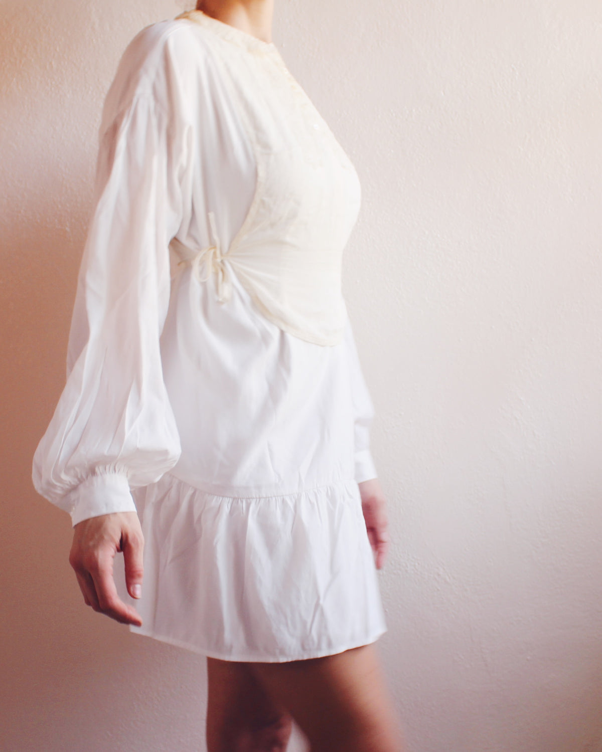 Antique Cream Embroidered False Collar – Edwardian Tie-On Lace Layering Piece | Coquette Cottagecore Accessory