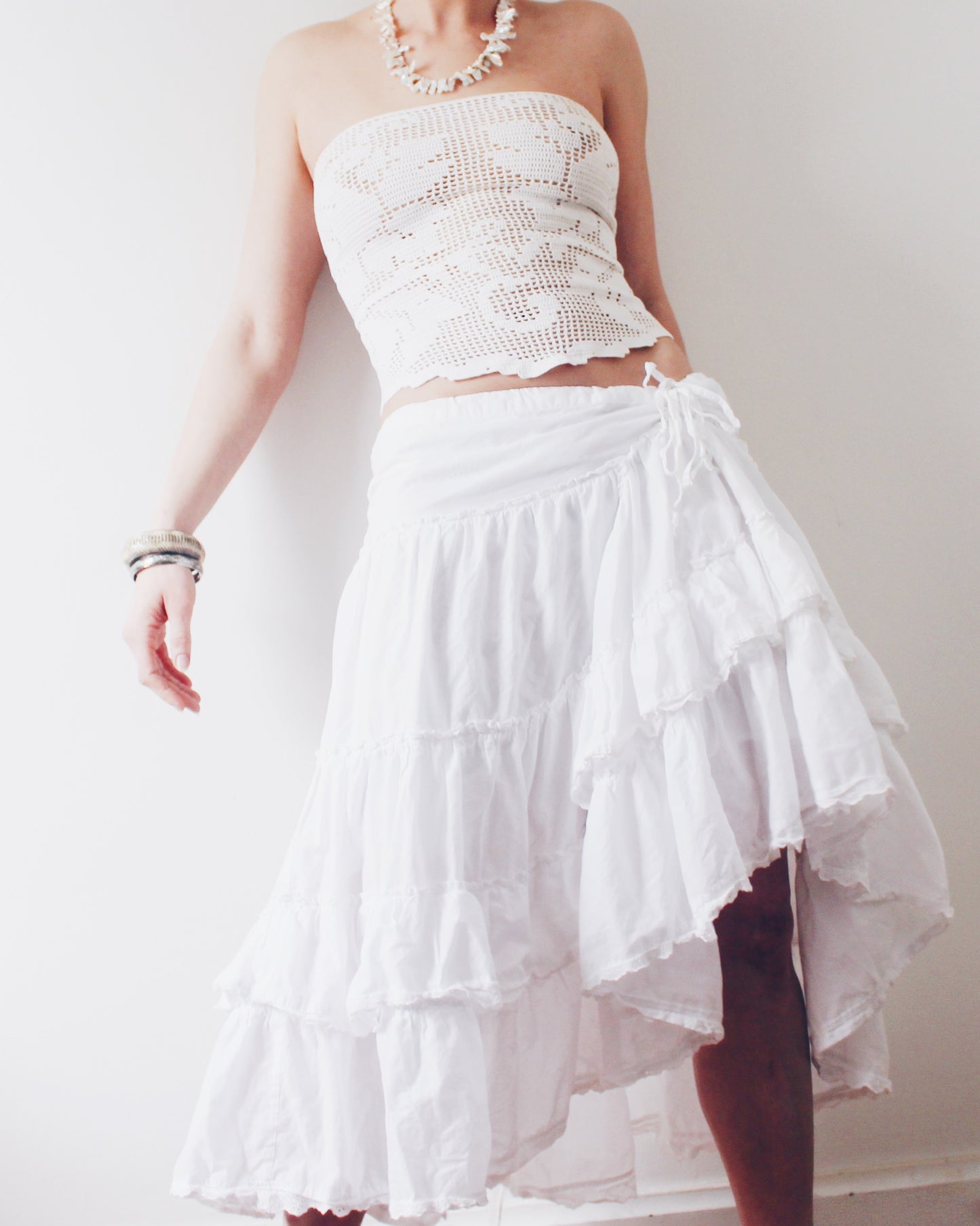 Crochet Couture: Upcycled Doily Crop Top - Reworked vintage - Coachella outfit