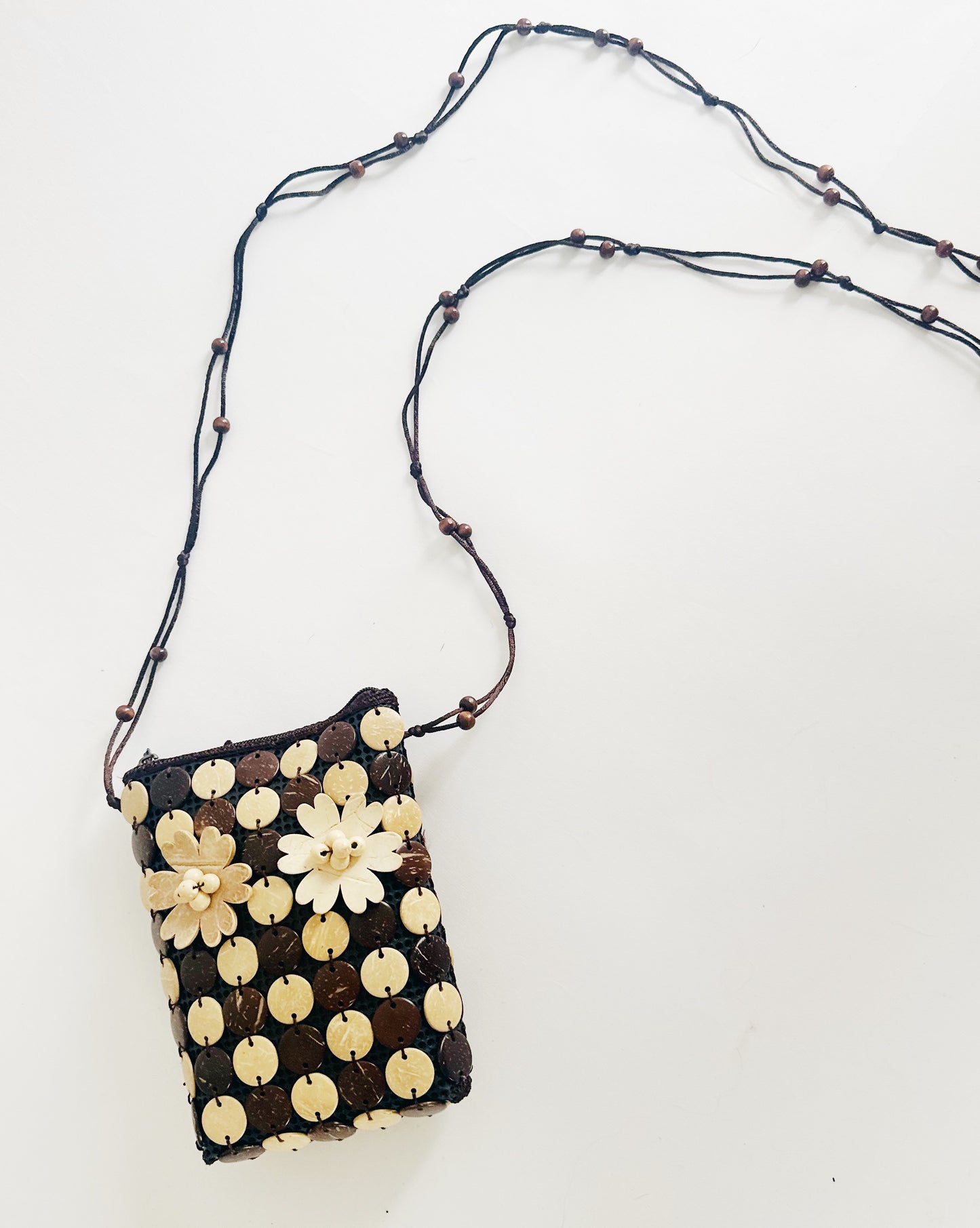 Vintage 90s Beaded Purse – Small Structured Summer Whimsygoth Boho Bag with flower beads