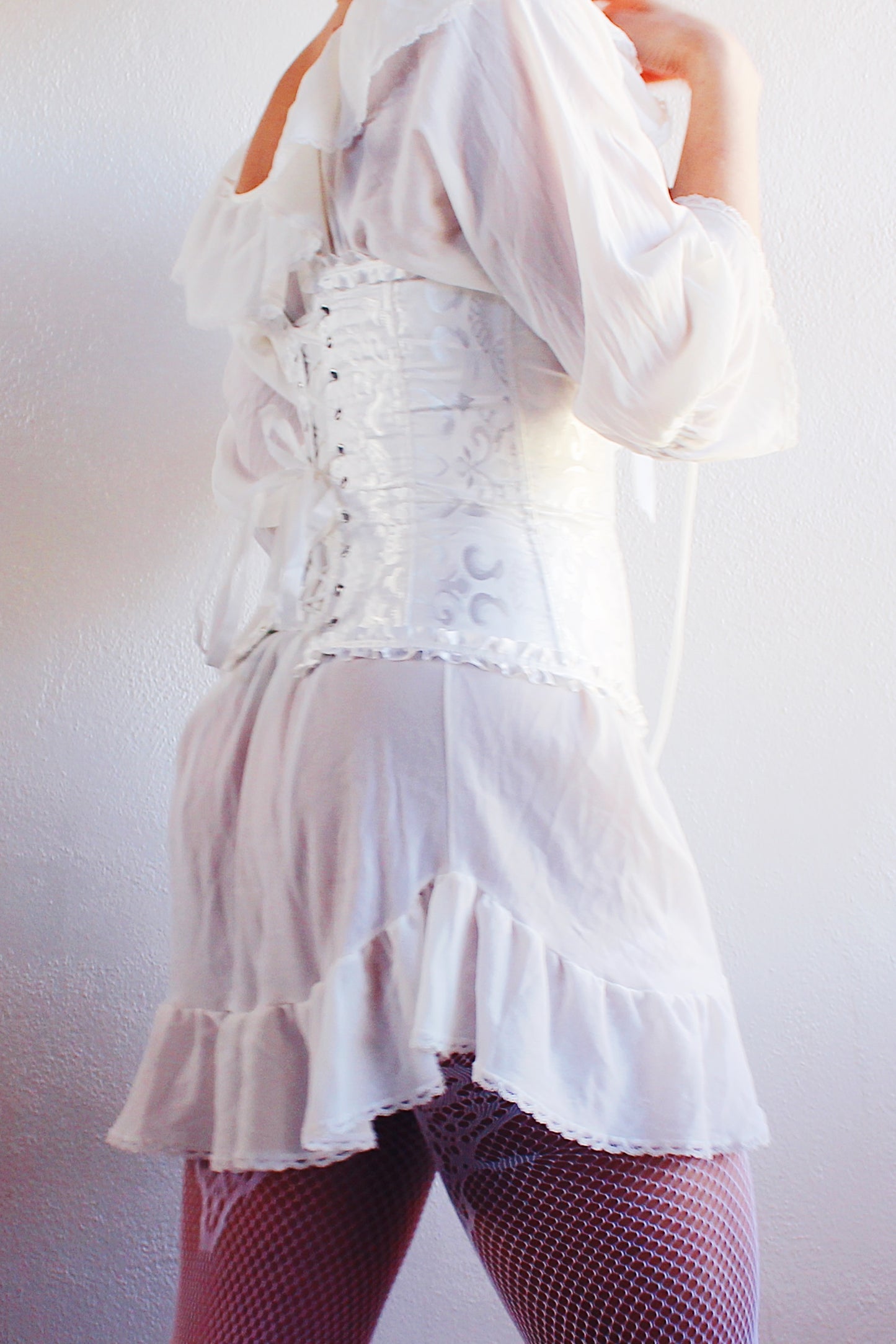 Vintage Cream Nightgown - Romantic Victorian Style Layering Dress with Ruffled Bust - Coquette Chic Fashion