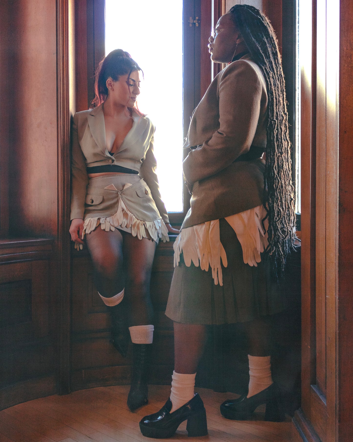 Chunky Heel Loafers – Dark Academia Style Black Leather Shoes