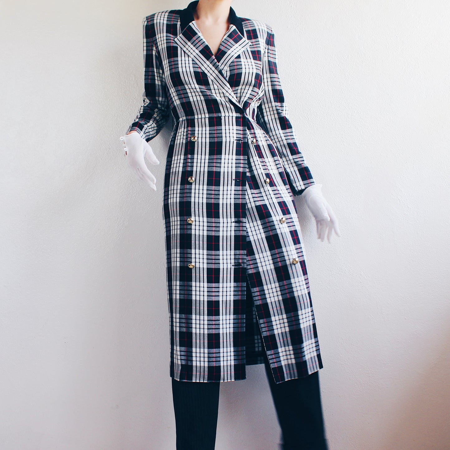 Vintage 90s Plaid Blazer Dress | Chic British Layering Piece - Thom Browne Style