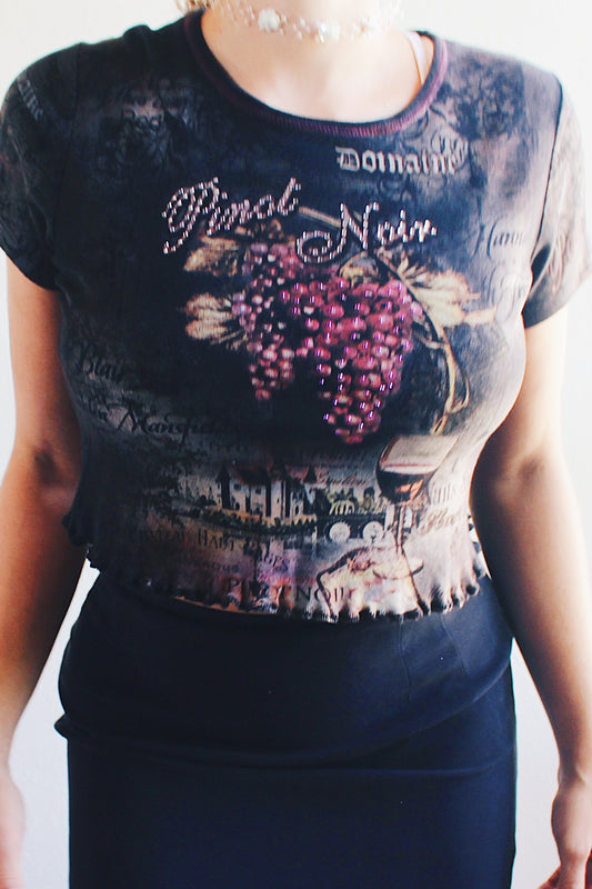 Vintage '90s grunge noir lettuce hem Shirt - Where Fairy-Core, Whimsigoth, and Grunge Collide!