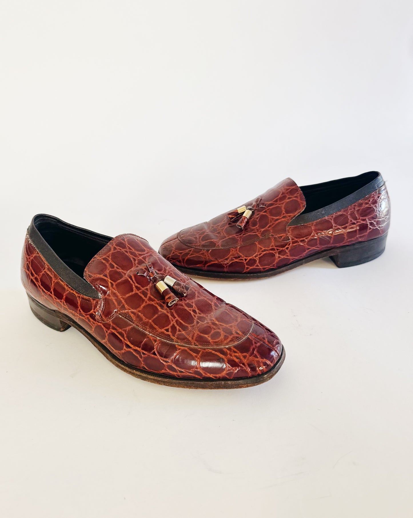 Vintage Nettleton Crocodile Embossed Leather Loafers – Men’s Smart Casual & Formal Slip On Dress Shoes