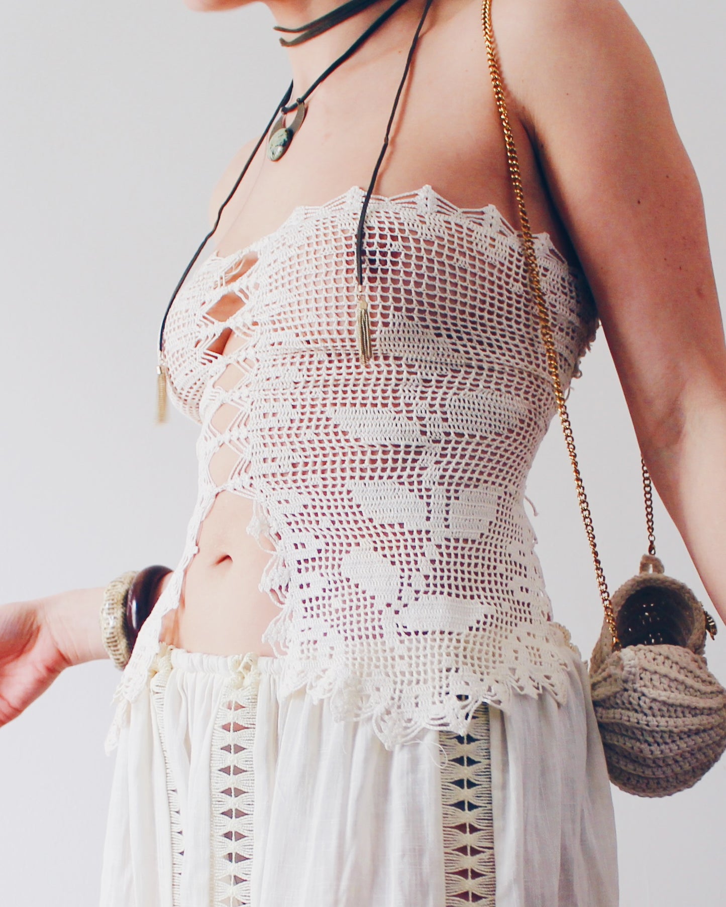 Crochet Couture: Upcycled Doily Crop Top - Reworked vintage - Coachella outfit