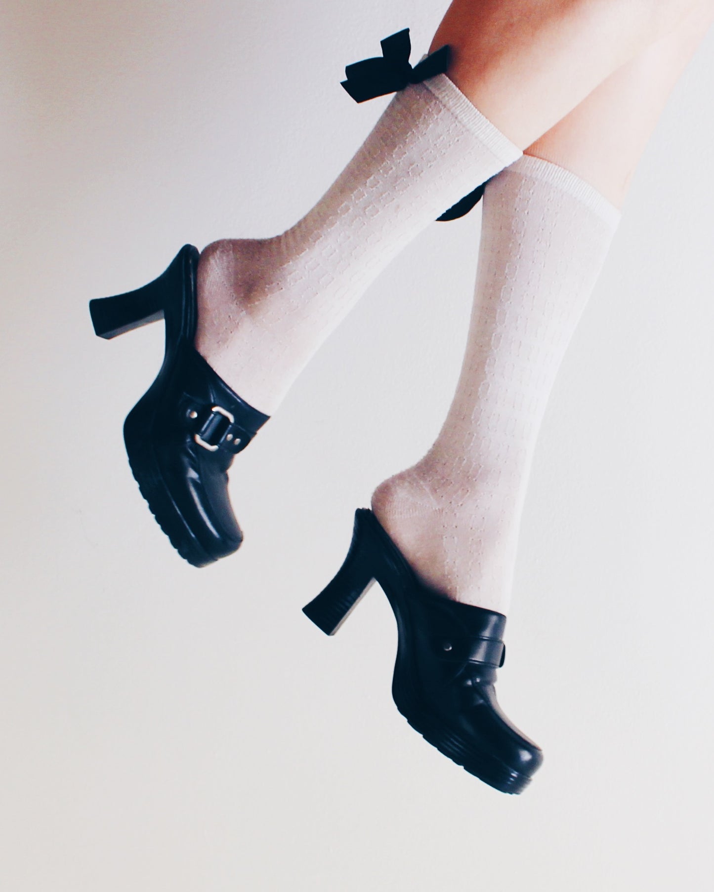 Born Black Leather Chunky Heeled Clogs | 90s Y2K Whimsygoth Buckle Shoes | Academic Goth Platform Style