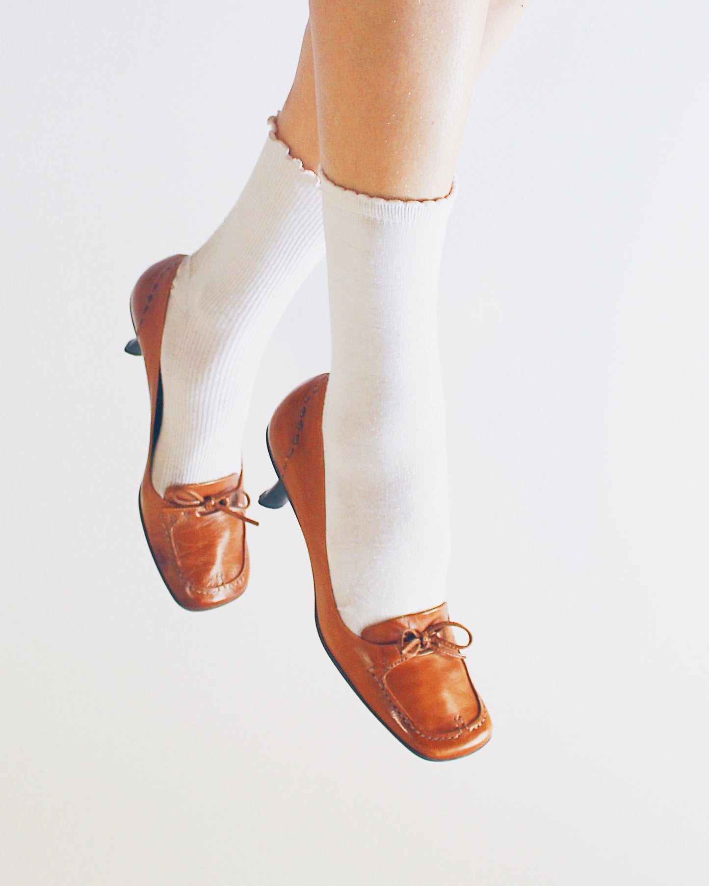 Vintage Enzo Angiolini Tan Leather Square‑Toe Kitten Heels – Academic Bookish Office Chic