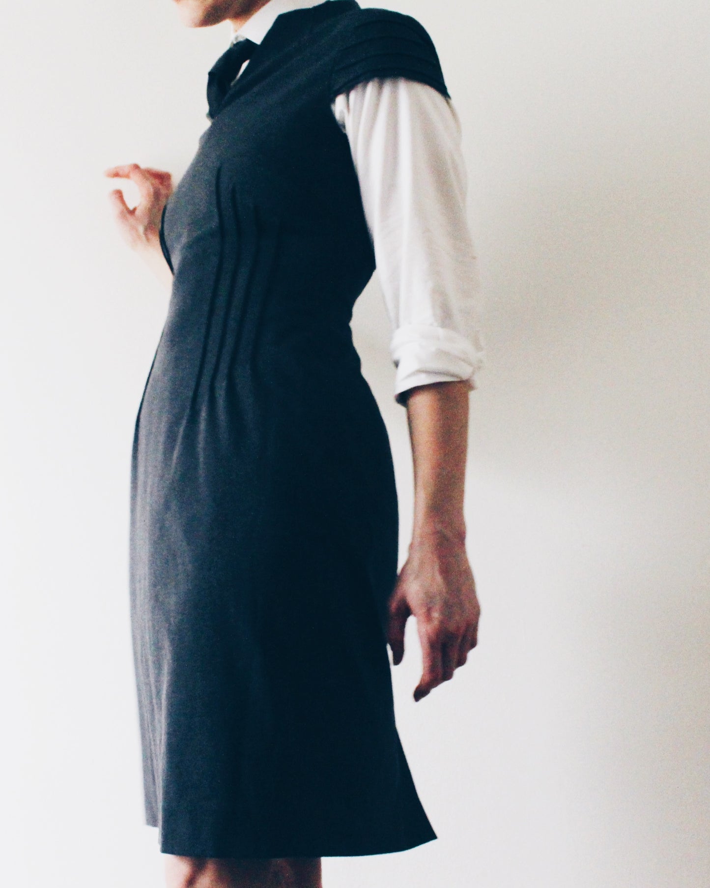 Office Layering Dress Gray Work Dress Professional Office Sheath Dress Short Sleeve Semi Formal Business Casual