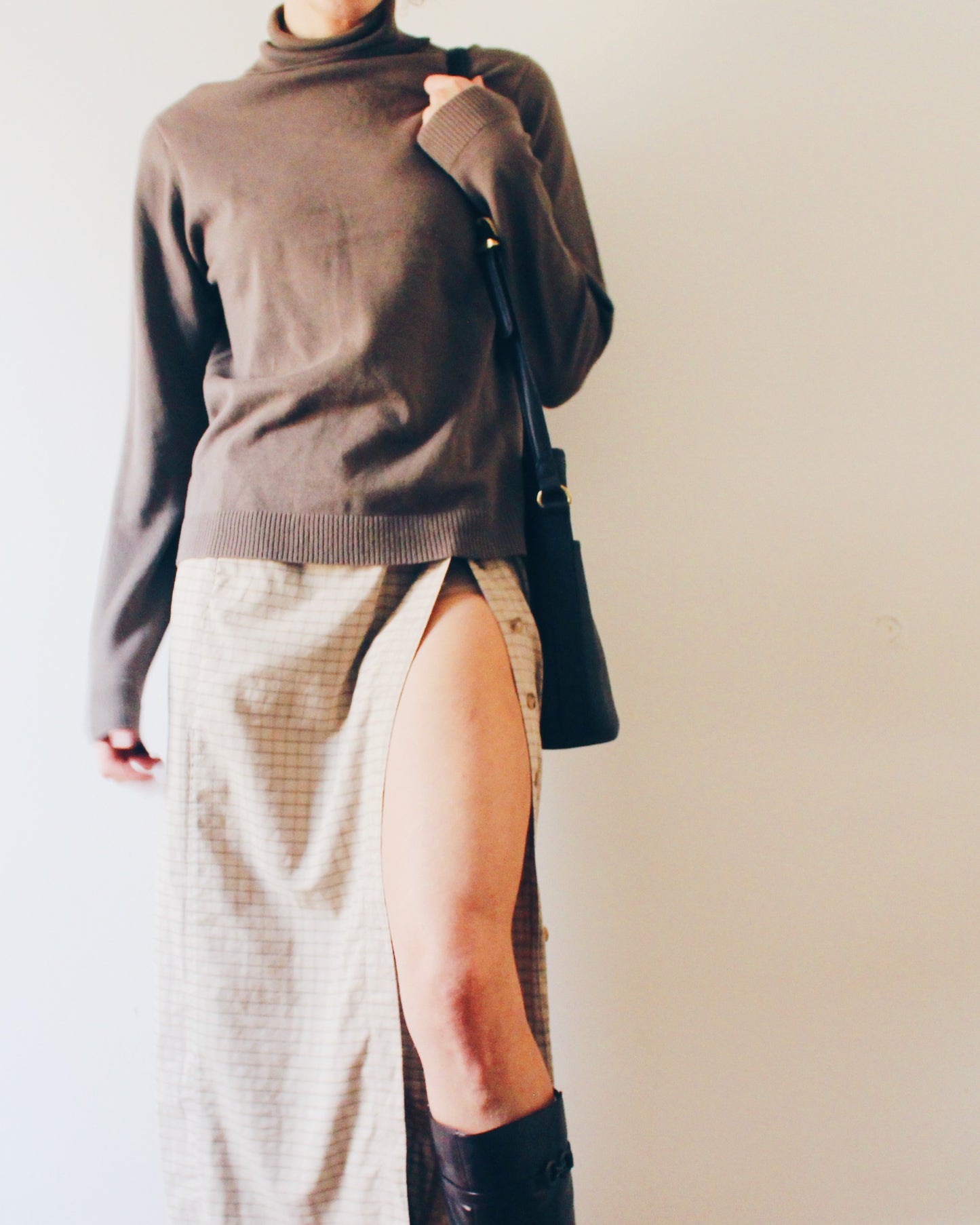 Vintage Gap Khaki‑Grey Turtleneck Sweater – Cozy Minimalist Cotton Knit for Layering