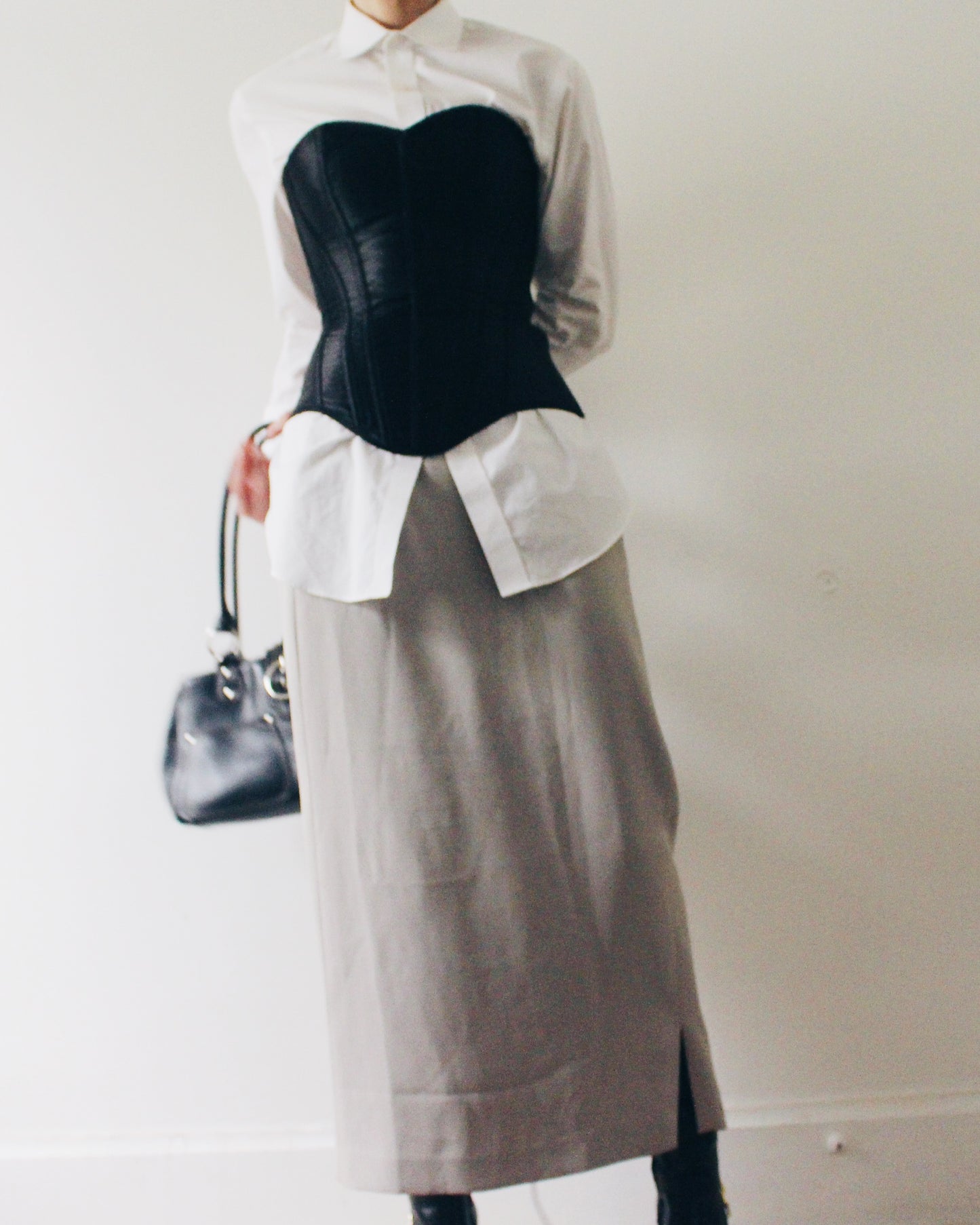 Vintage Grey Maxi Skirt by Karen Scott – 90s Minimalist Long Skirt | High or Low Rise Neutral Capsule Wardrobe Staple