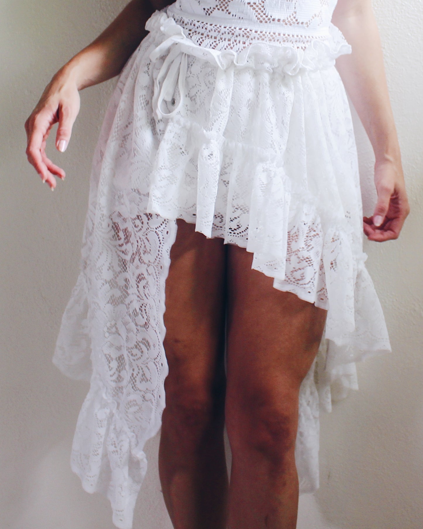 Upcycled Asymmetric Lace Skirt - Ethereal Coquette Style | Vintage Curtain Skirt Inspired by Daughters of the Dust