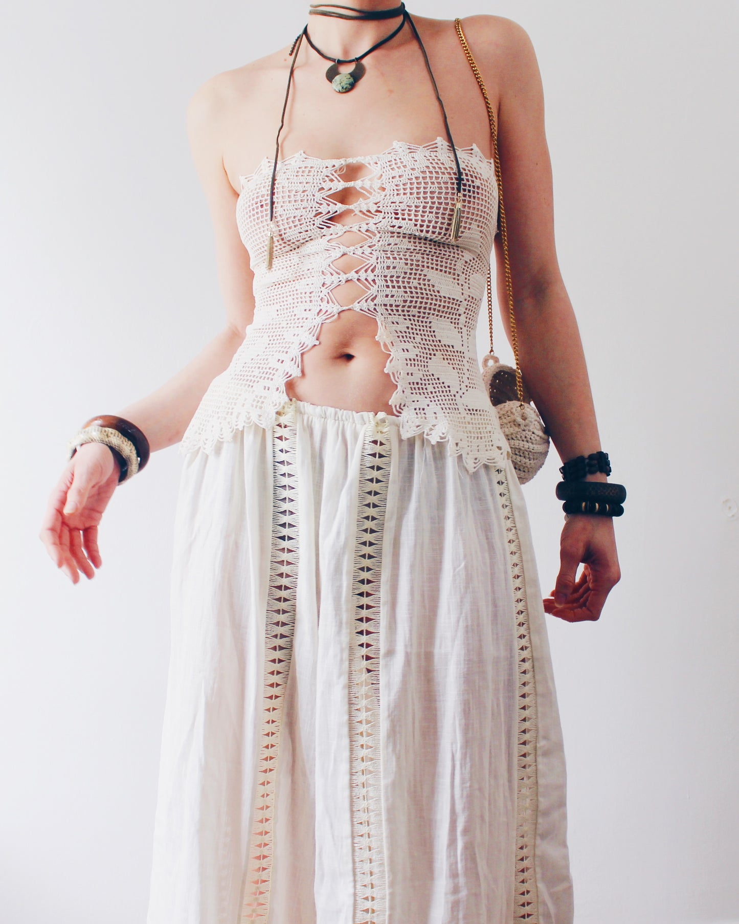 Crochet Couture: Upcycled Doily Crop Top - Reworked vintage - Coachella outfit