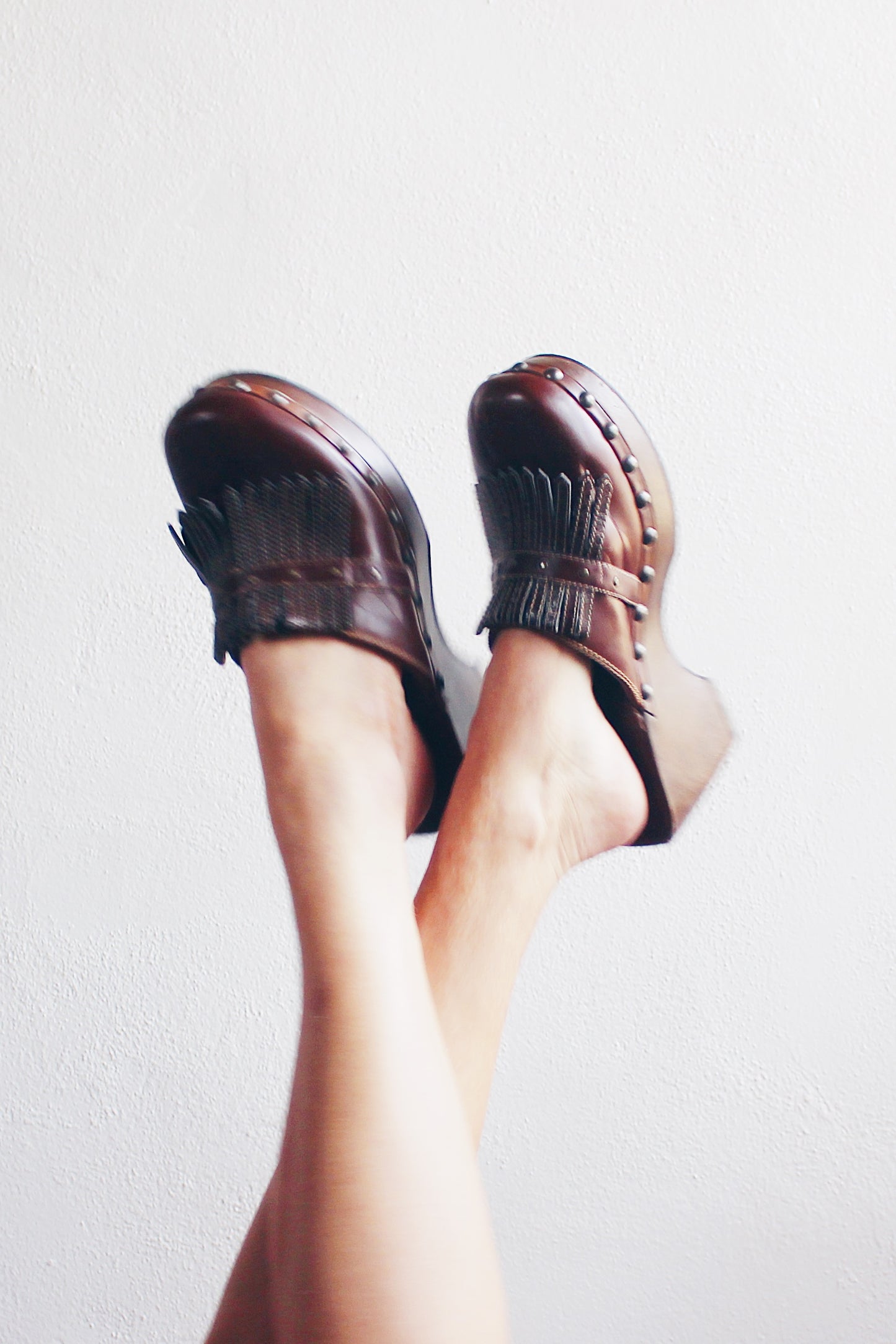 Whimsigoth Wonderland: Vintage 90s Brown Chunky Mudd Clogs of Artsy Delight!