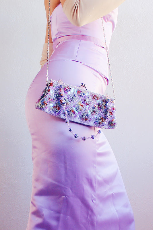 Purple Vintage Beaded Sequin Purse from Y2K - Cute Girly Elegance