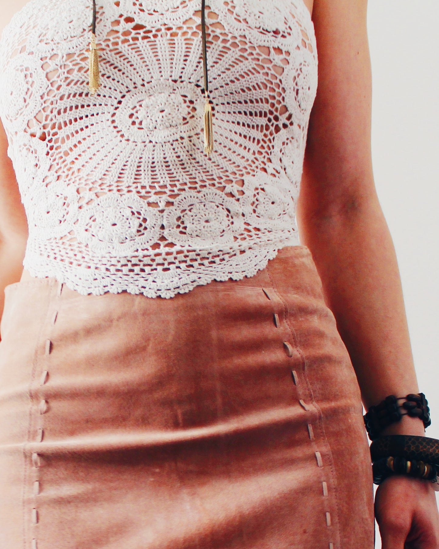 Crochet Couture: Upcycled Doily Crop Top - Reworked vintage - Coachella outfit