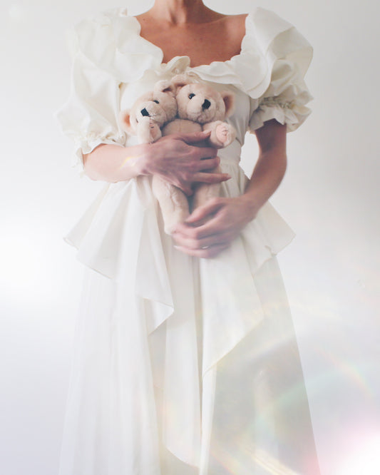 Two-Headed Upcycled Antique Teddy Bear – Haunted Coquette Plush, Ethereal Marute Toy Art, Spooky Collectible