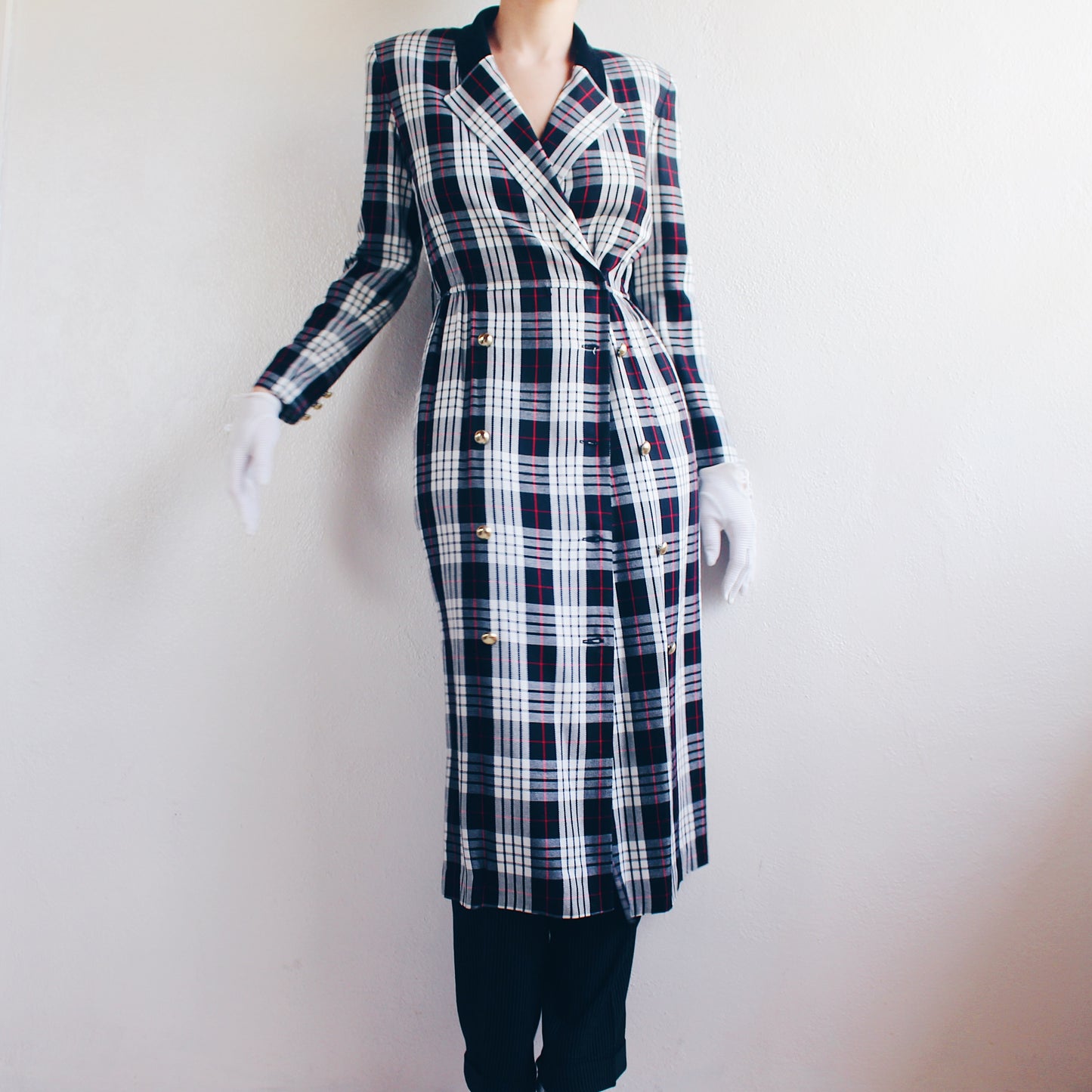 Vintage 90s Plaid Blazer Dress | Chic British Layering Piece - Thom Browne Style