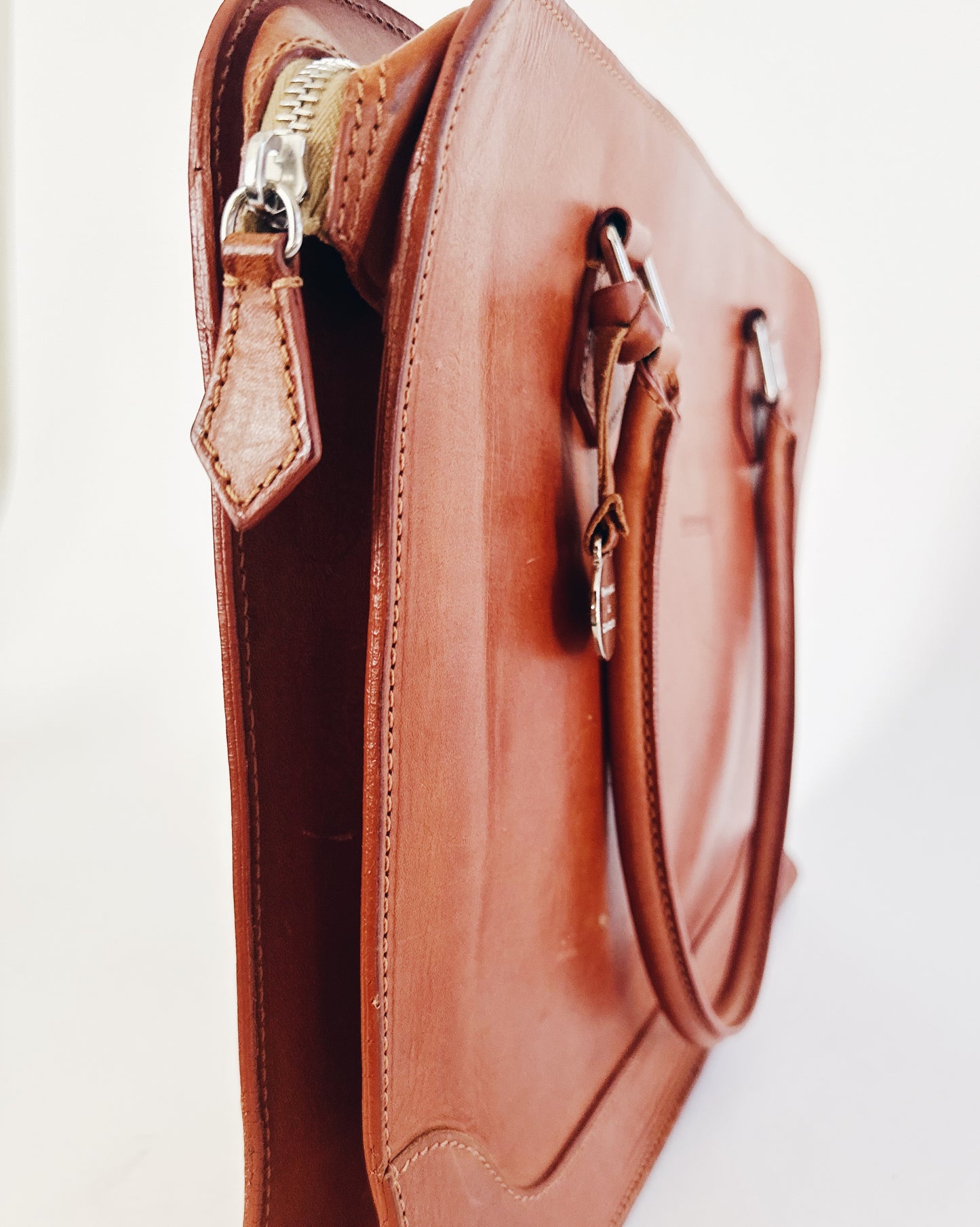 Vintage Dooney & Bourke Leather Alto Secretarial Brief – Large Sleek 90s Work Satchel Bag Fits Laptop | Academic Chic Structured Brown Purse