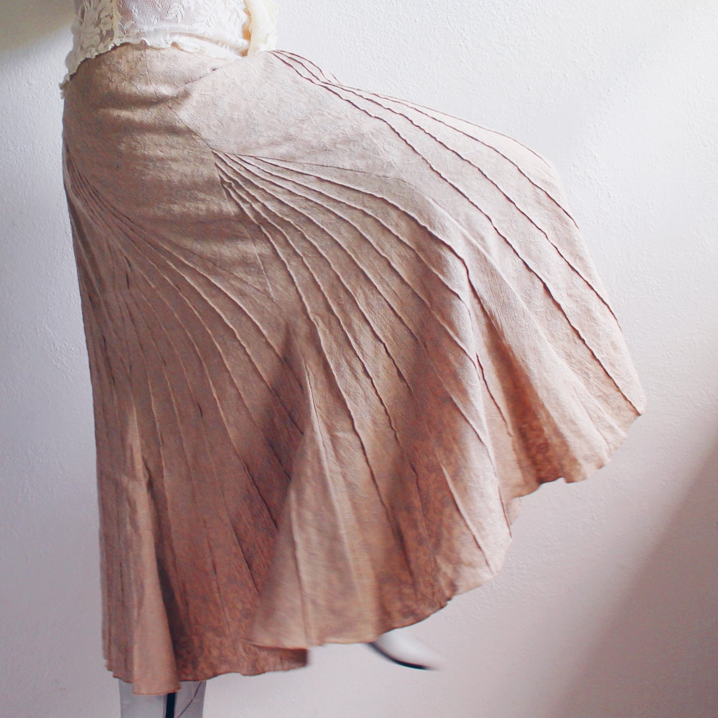 Vintage 90s Tan Linen Cotton Blend Folk Skirt - Boho Hippie Cottagecore Style | Perfect for Summer