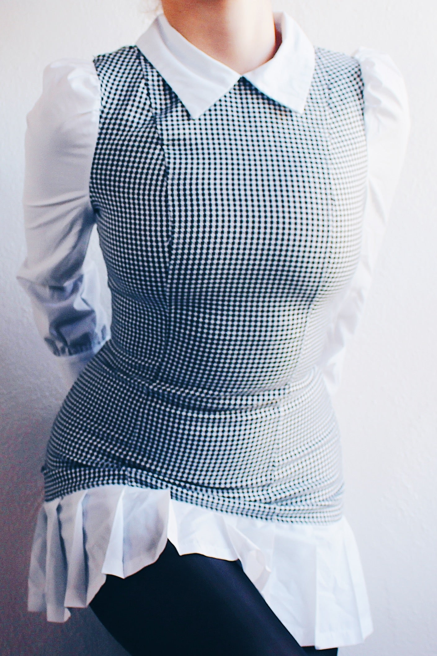 Dark Academia Elegance: Houndstooth Drop Waist Minidress - Classic Charm with a Modern Twist!